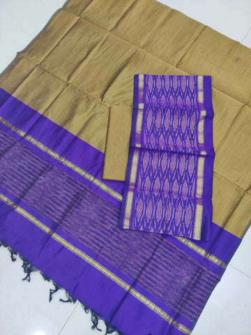 purple - 3PC HANDLOOM SILK COTTON POCHAMPALLY IKAT DRESS MATERIAL SET 12