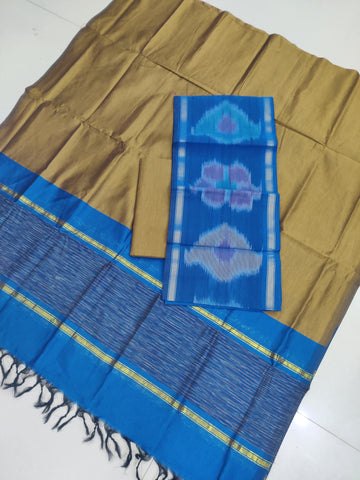 Skyblue - 3PC HANDLOOM SILK COTTON POCHAMPALLY IKAT DRESS MATERIAL SET 02