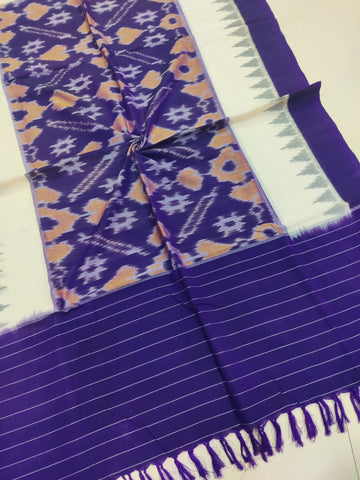 Purple - POCHAMPALLY DOUBLE IKAT COTTON HANDLOOM DUPATTA 08