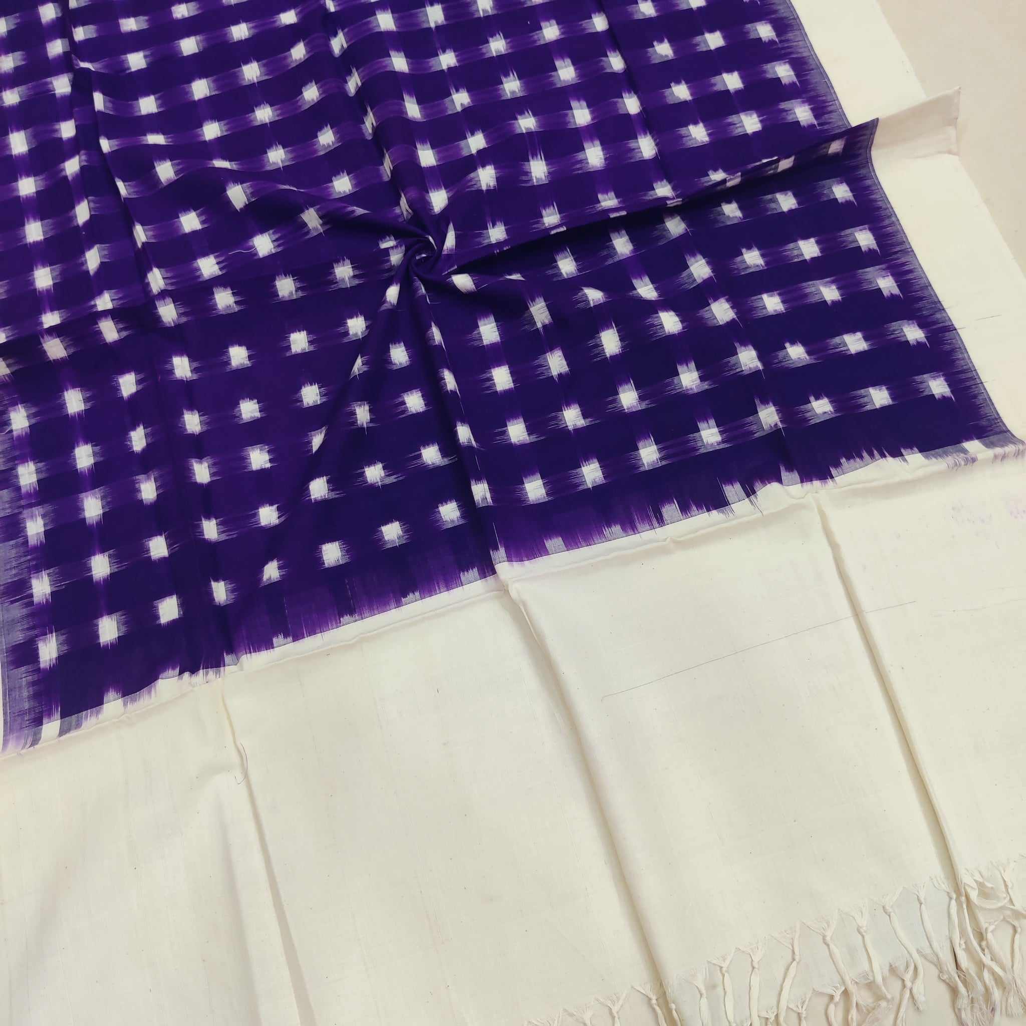 purple - POCHAMPALLY DOUBLE IKAT COTTON HANDLOOM DUPATTA 18