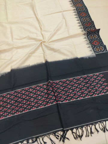 Black - POCHAMPALLY DOUBLE IKAT COTTON HANDLOOM DUPATTA 12