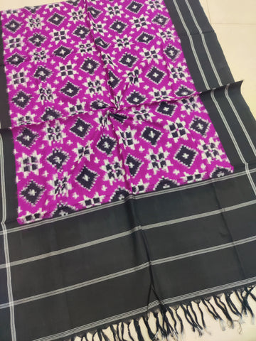 PURPLE - TELIA RUMAL HANDLOOM COTTON POCHAMPALLY DOUBLE IKAT DUPATTA 13