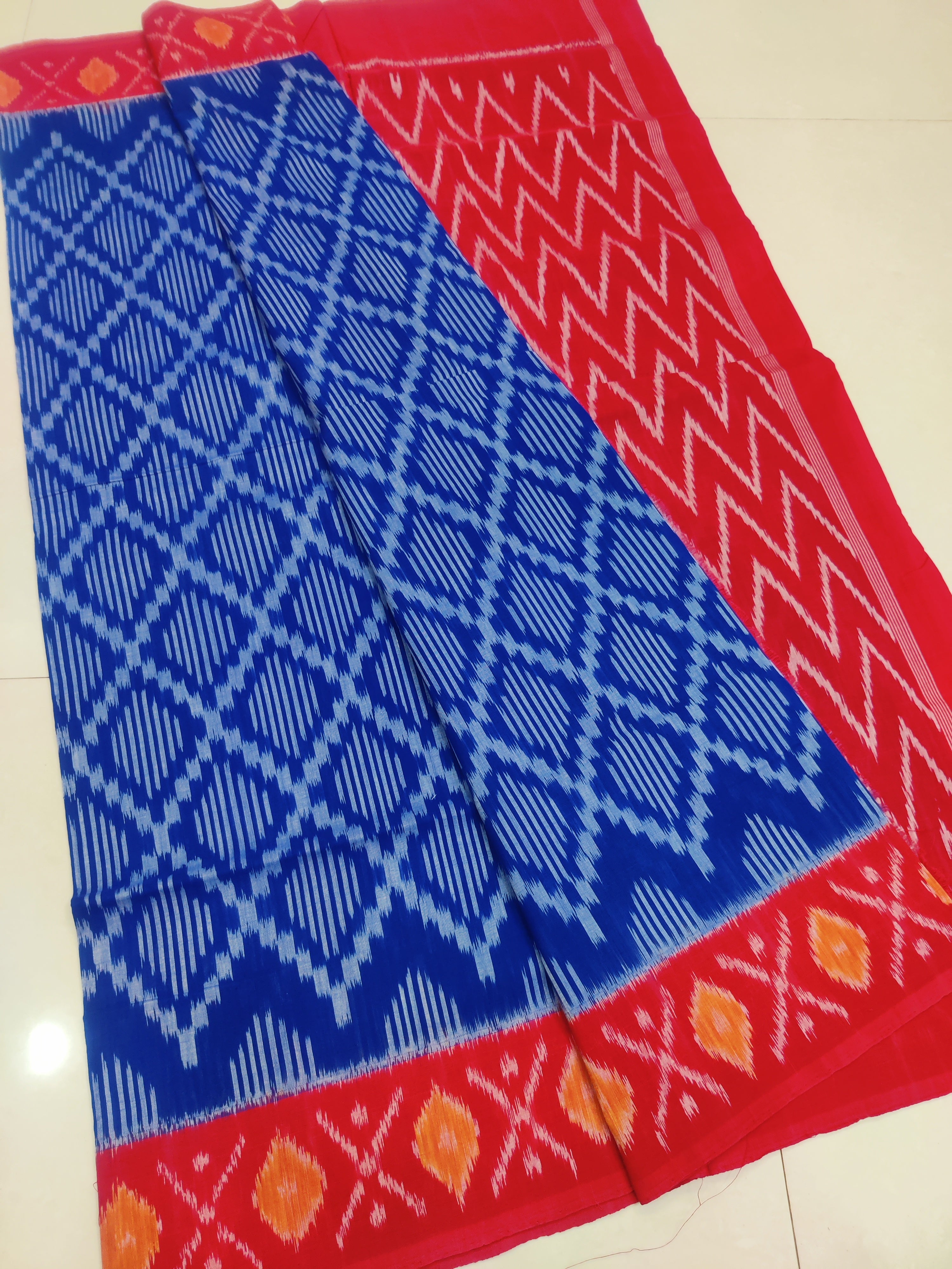 RED- MERCERISED PURE COTTON HANDLOOM POCHAMPALLY IKAT SAREE 123