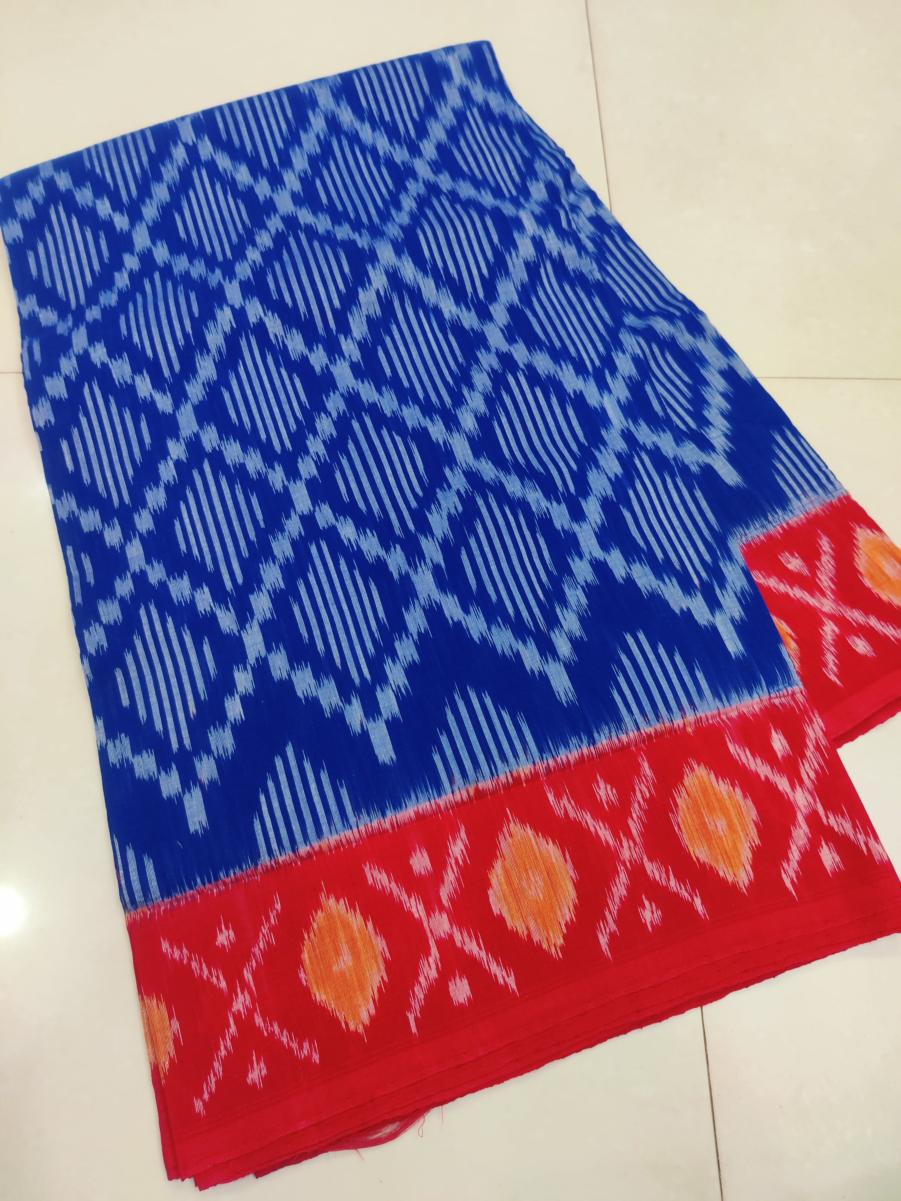 RED- MERCERISED PURE COTTON HANDLOOM POCHAMPALLY IKAT SAREE 123