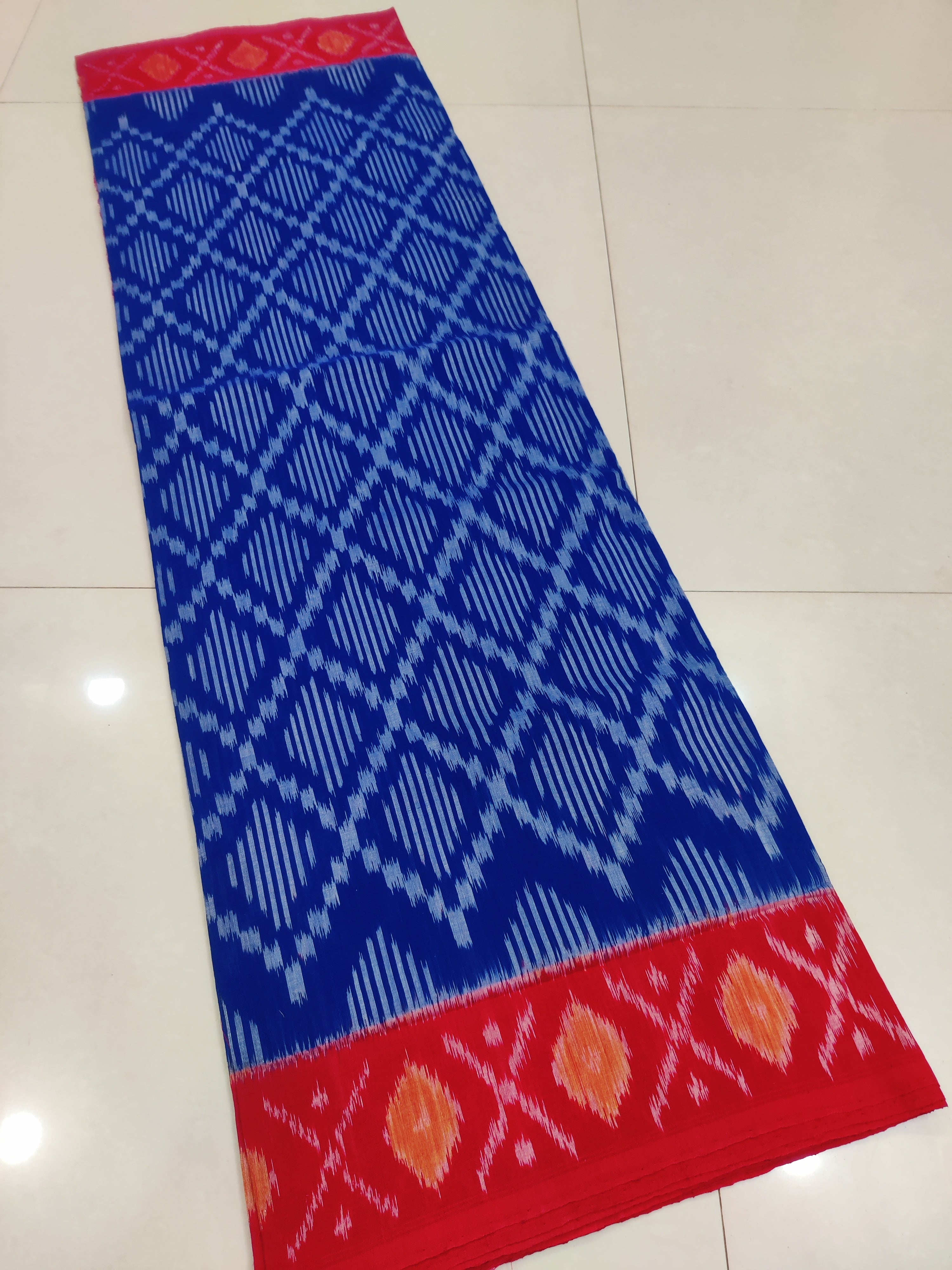 RED- MERCERISED PURE COTTON HANDLOOM POCHAMPALLY IKAT SAREE 123