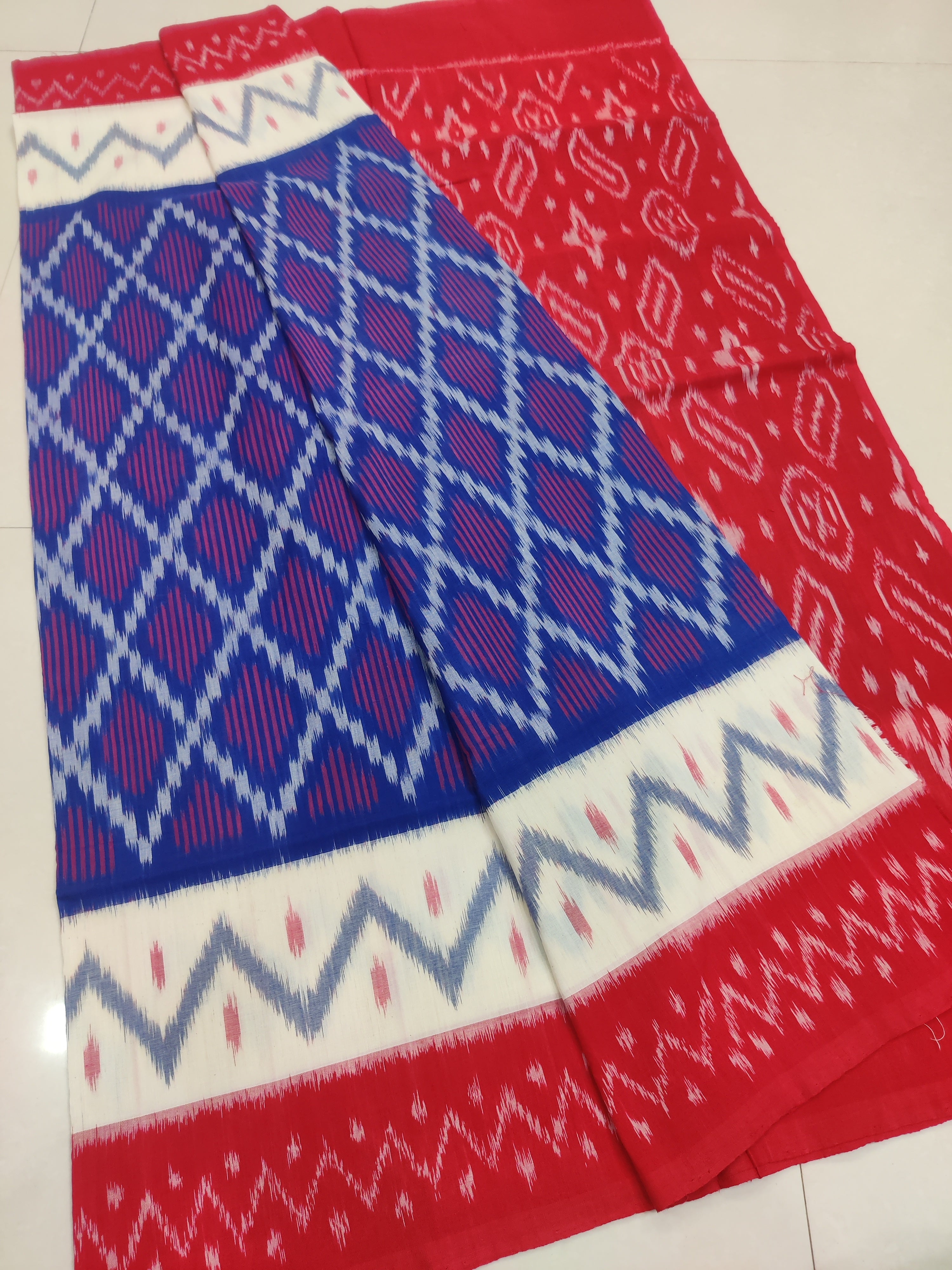 RED- MERCERISED PURE COTTON HANDLOOM POCHAMPALLY IKAT SAREE 121