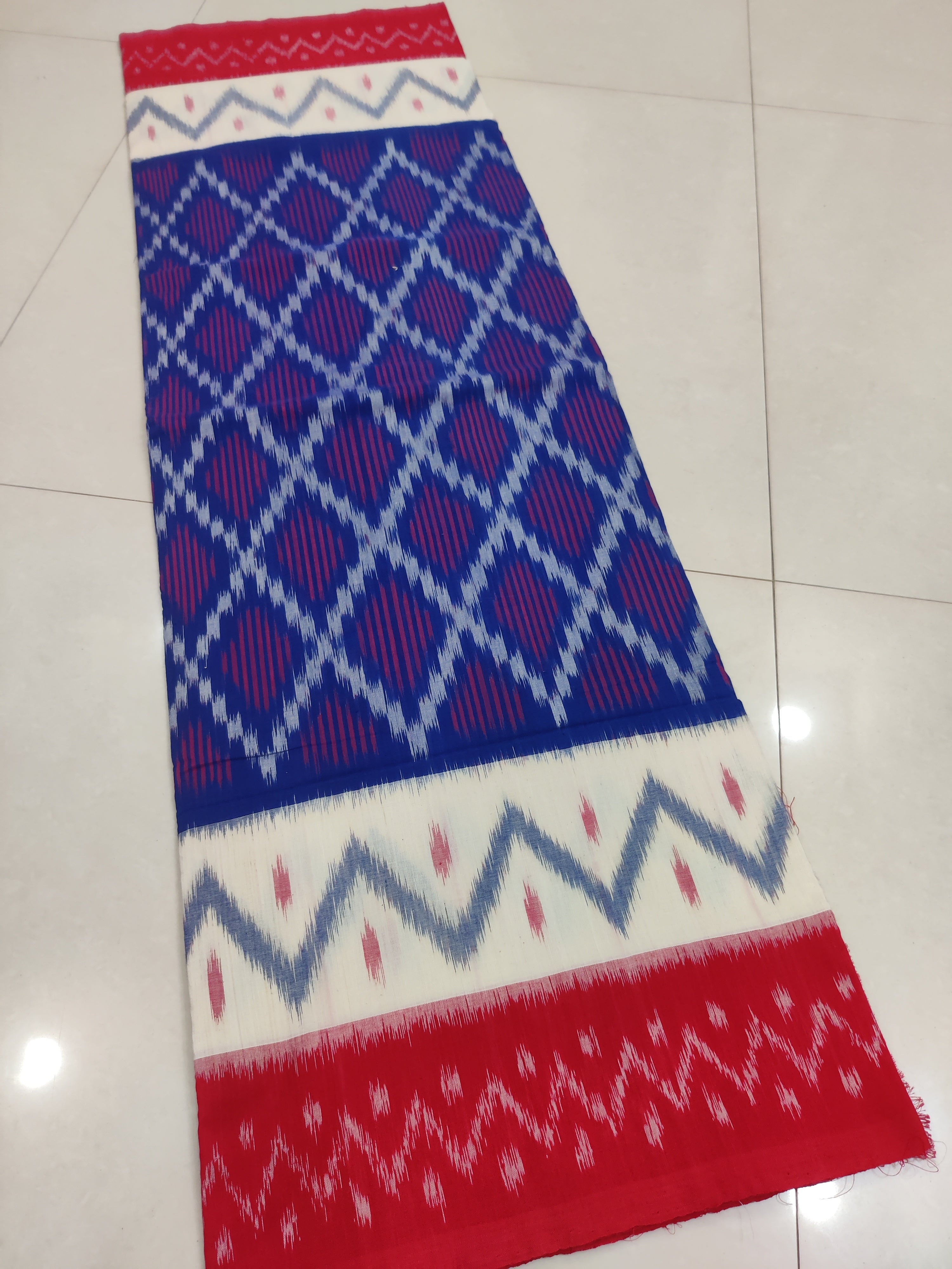 RED- MERCERISED PURE COTTON HANDLOOM POCHAMPALLY IKAT SAREE 121