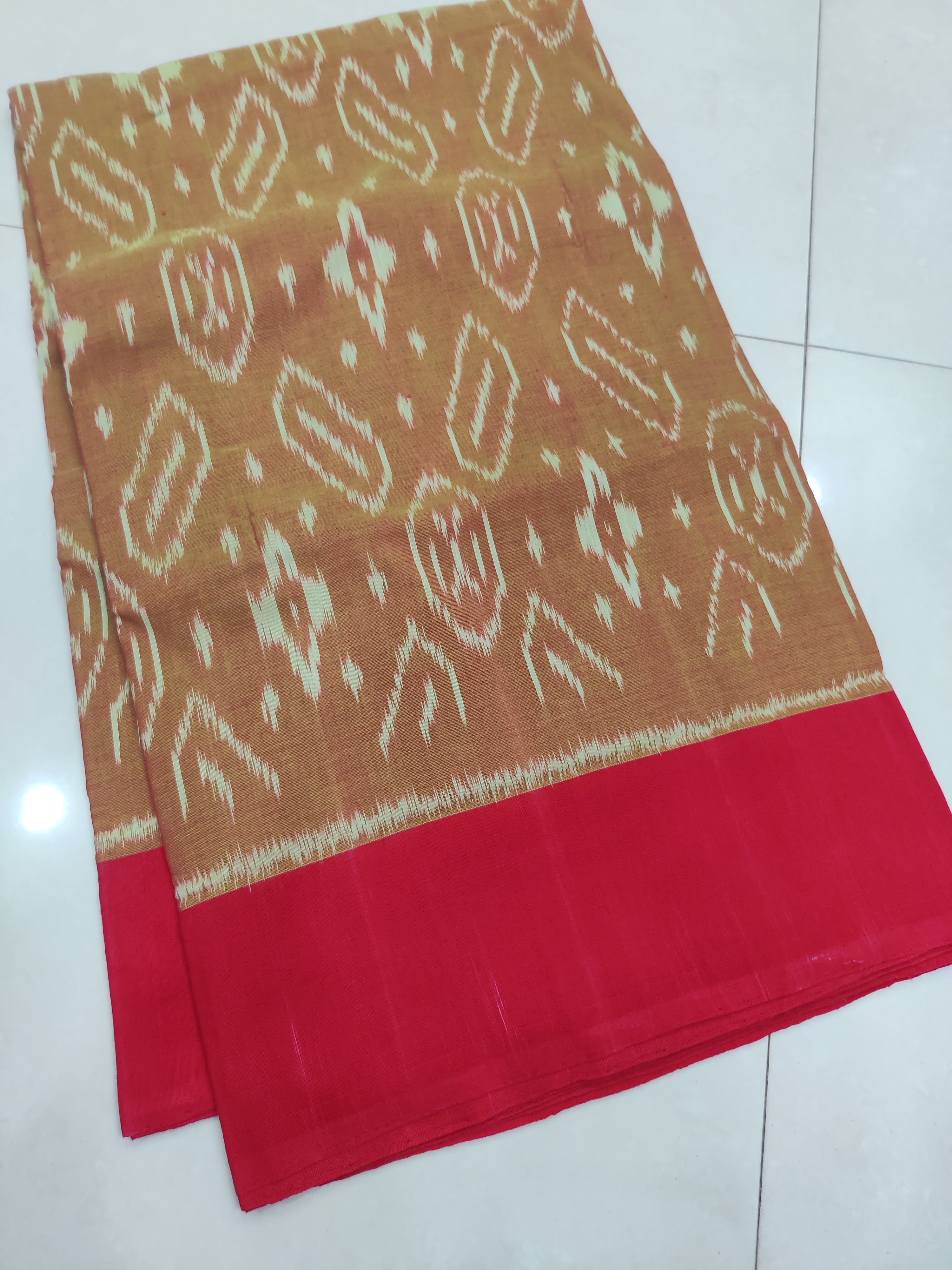 RED- MERCERISED PURE COTTON HANDLOOM POCHAMPALLY IKAT SAREE 119