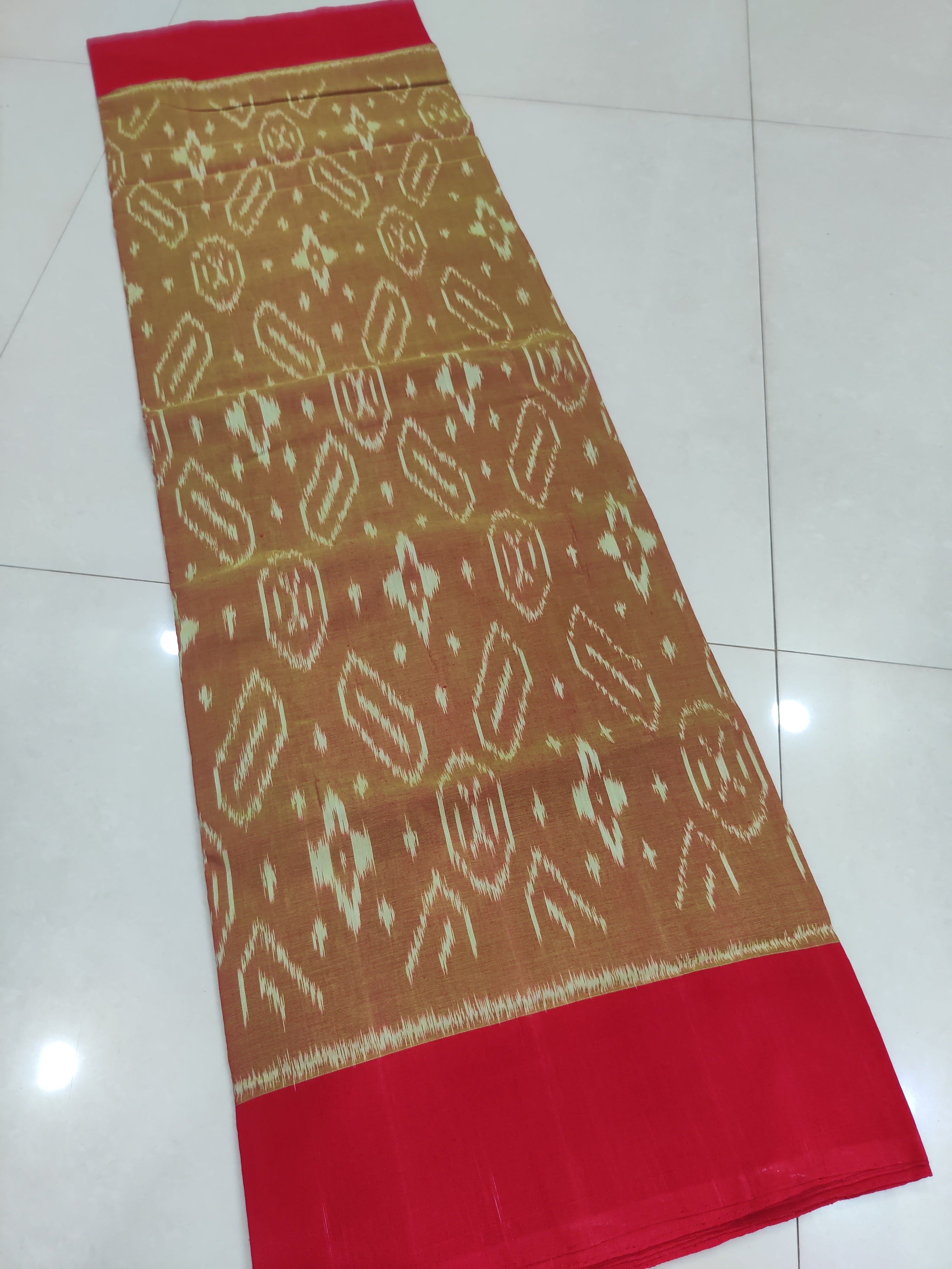 RED- MERCERISED PURE COTTON HANDLOOM POCHAMPALLY IKAT SAREE 119