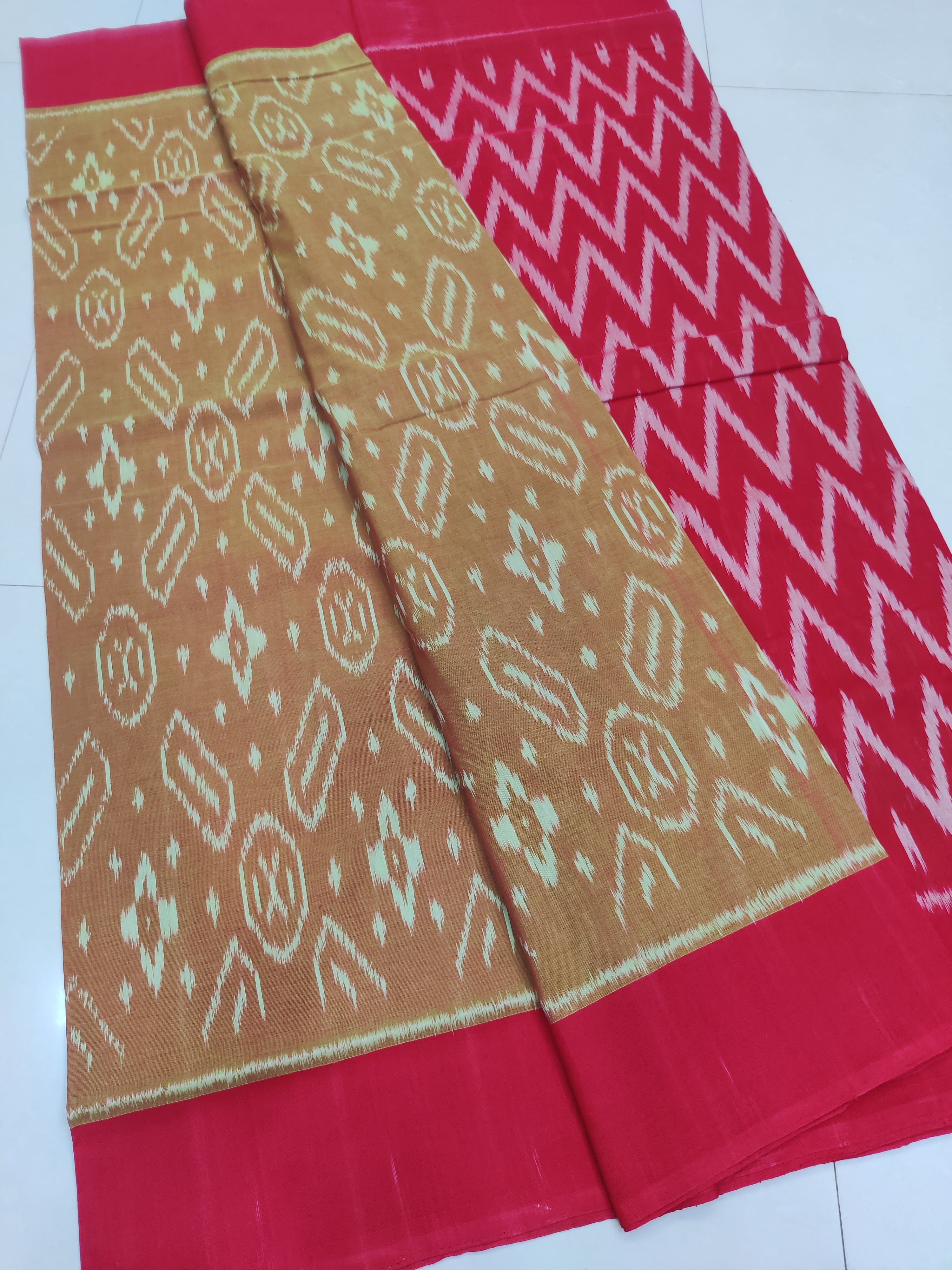 RED- MERCERISED PURE COTTON HANDLOOM POCHAMPALLY IKAT SAREE 119