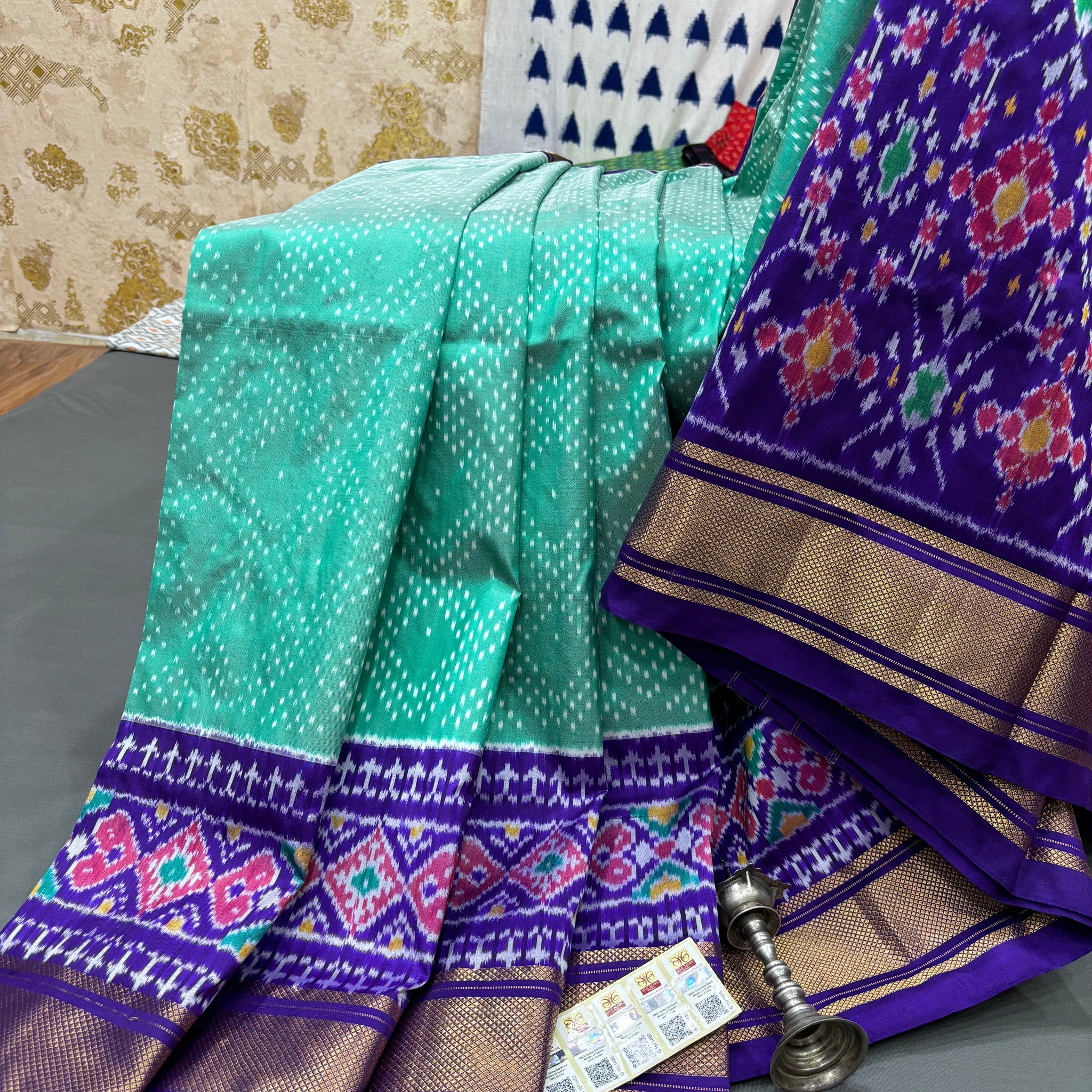 HANDLOOM SILK POCHAMPALLY IKAT SAREE WITH ZARI BORDER 03