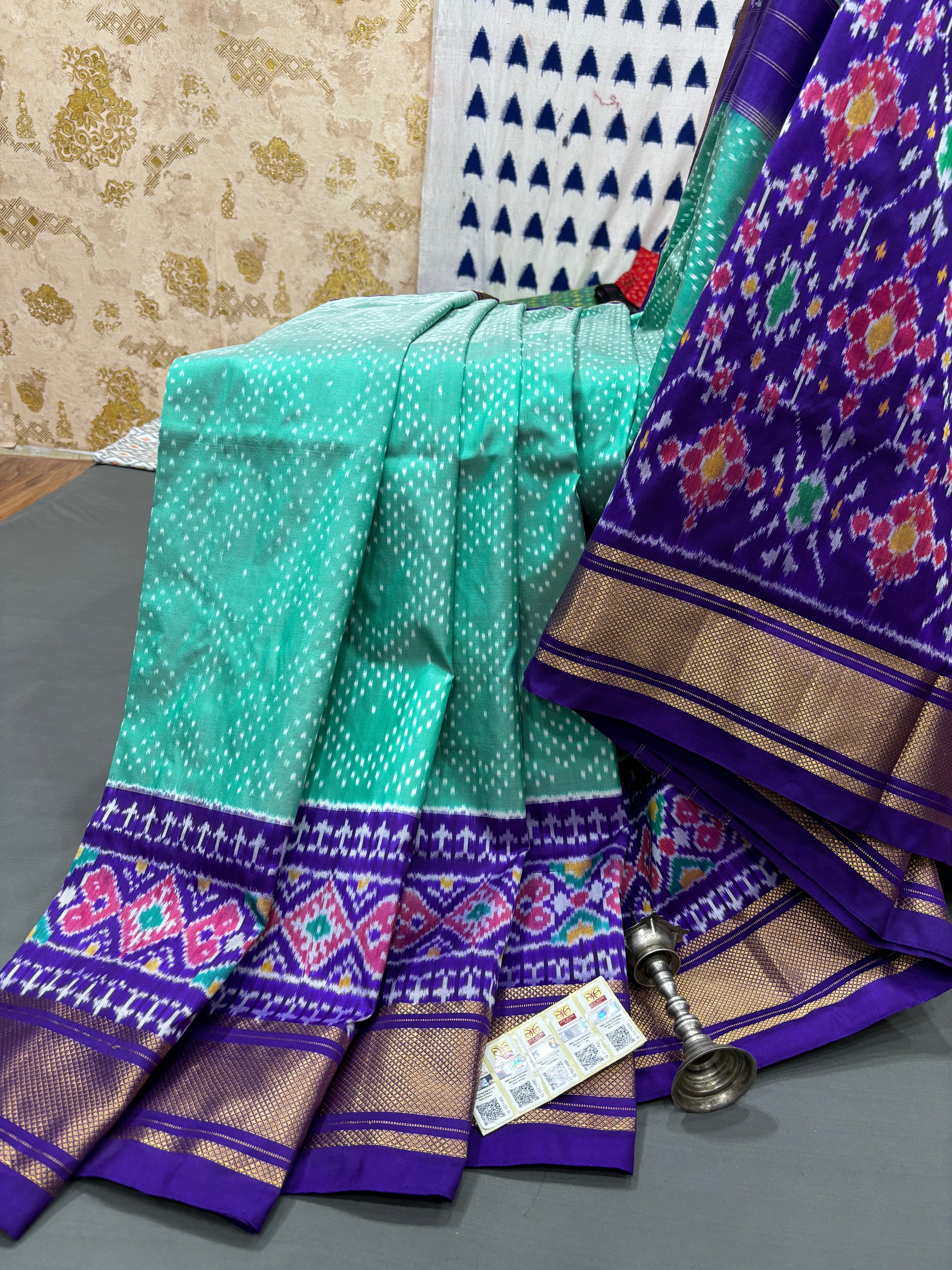 HANDLOOM SILK POCHAMPALLY IKAT SAREE WITH ZARI BORDER 03