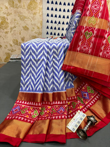 HANDLOOM SILK POCHAMPALLY IKAT SAREE WITH ZARI BORDER 06