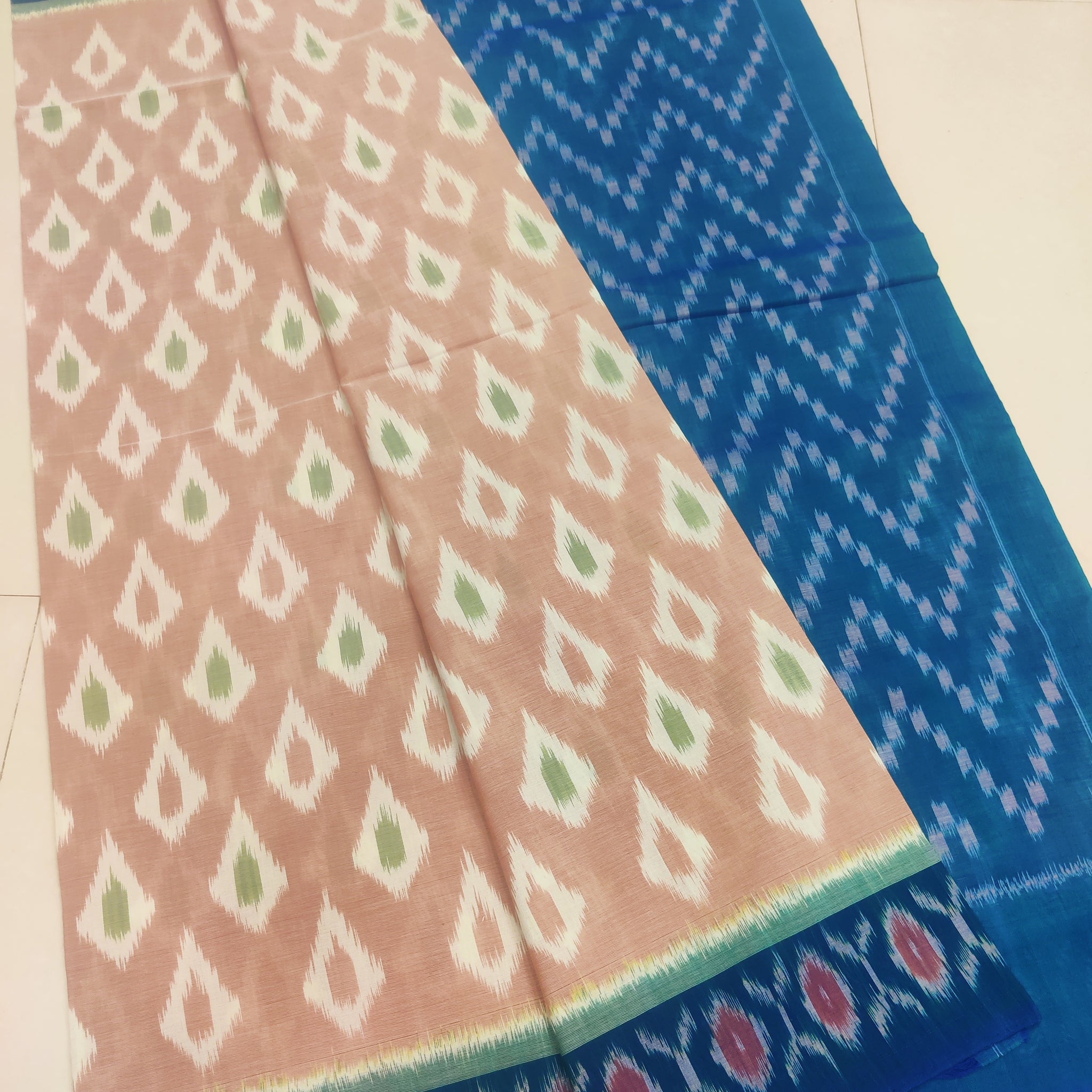 Skyblue - MERCERISED PURE COTTON HANDLOOM POCHAMPALLY IKAT SAREE 29