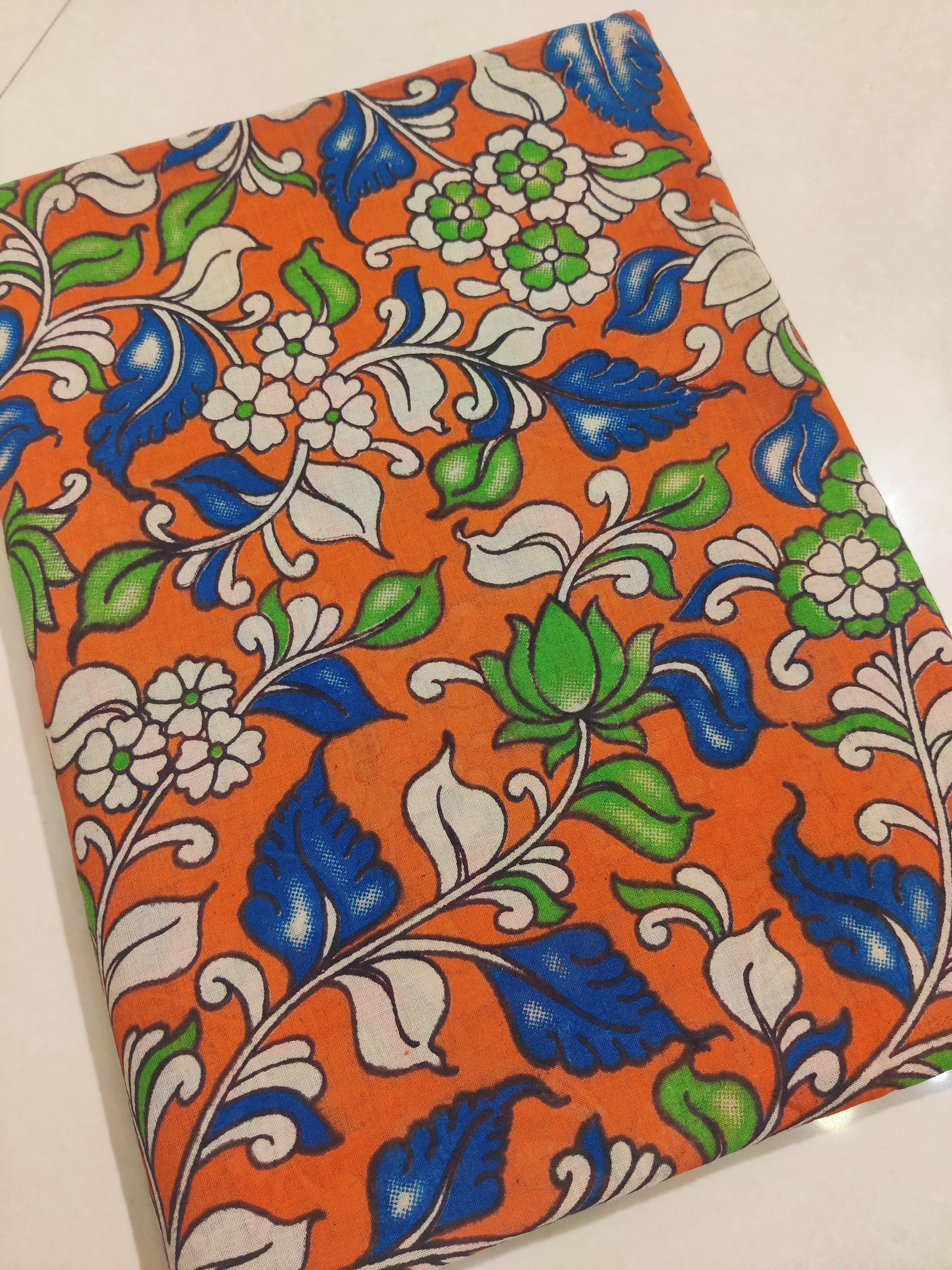 ORANGE - PRINTED COTTON KALAMKARI SAREE 01