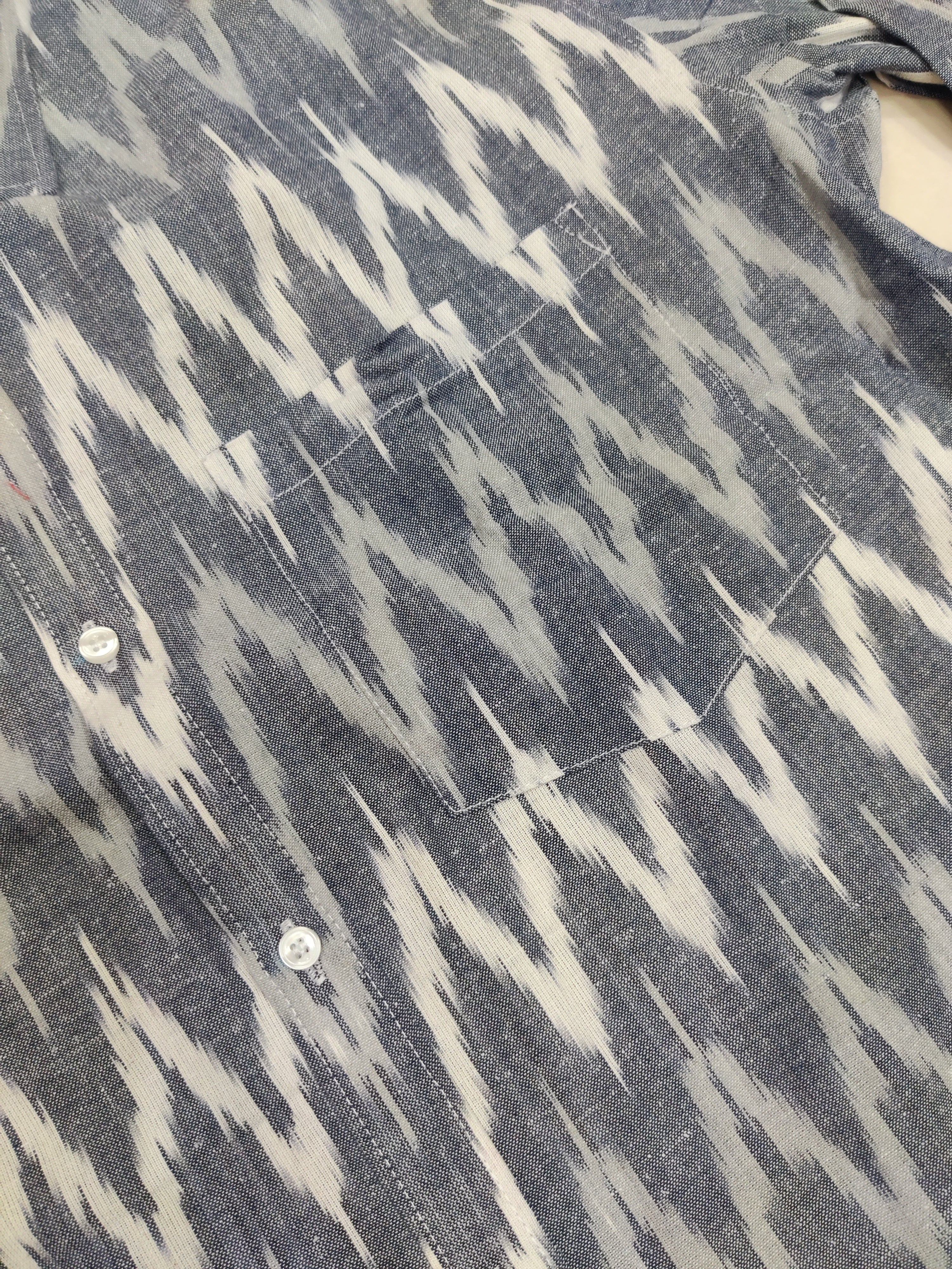 GRAY- FULL SLEEVE COTTON MEN POCHAMPALLY IKAT SHIRT 06