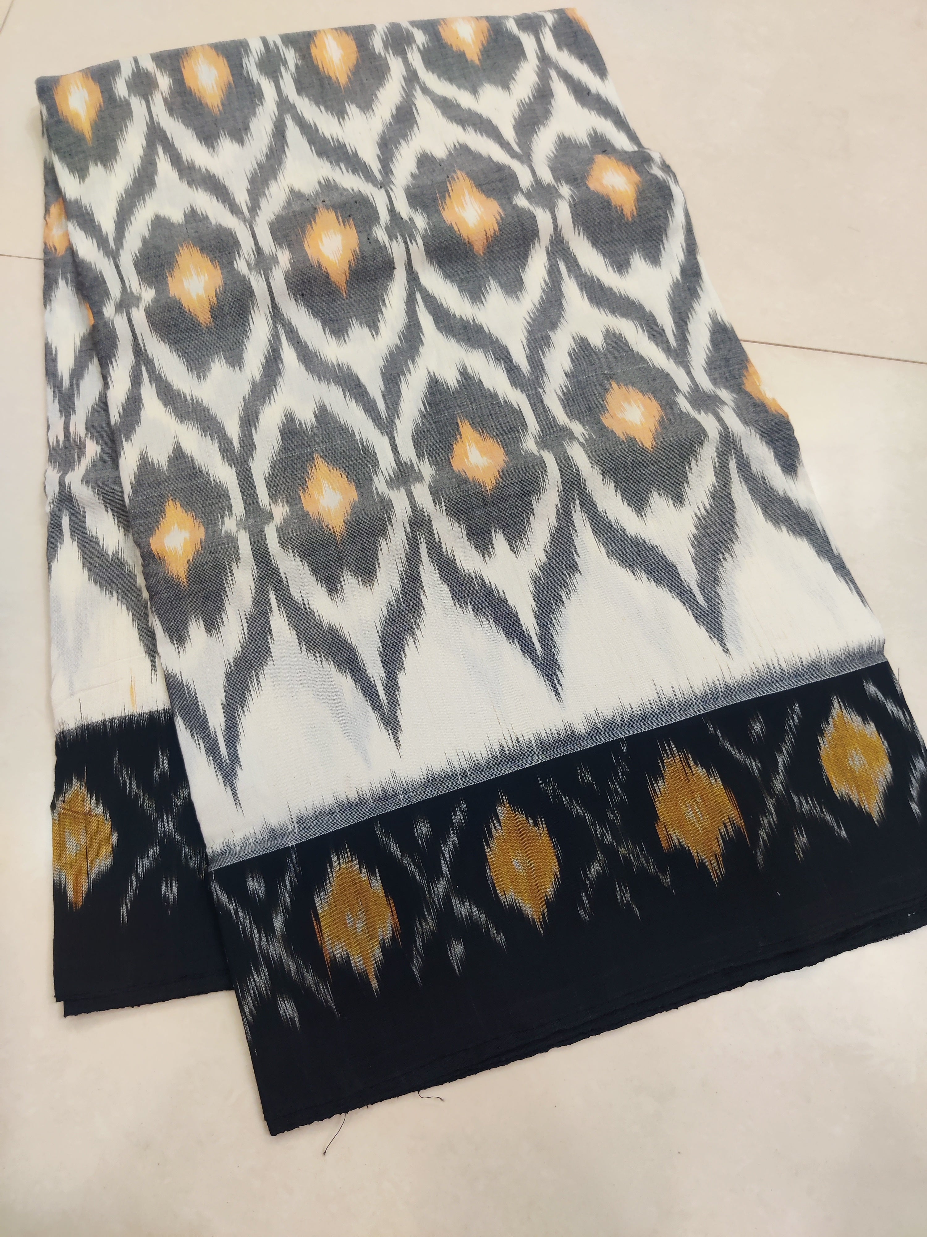 Black - MERCERISED PURE COTTON HANDLOOM POCHAMPALLY IKAT SAREE 64