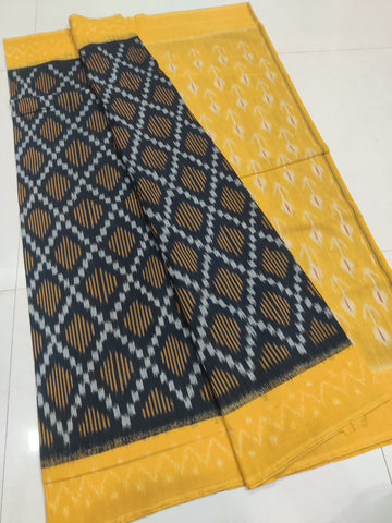 YELLOW - MERCERISED PURE COTTON HANDLOOM POCHAMPALLY IKAT SAREE 73