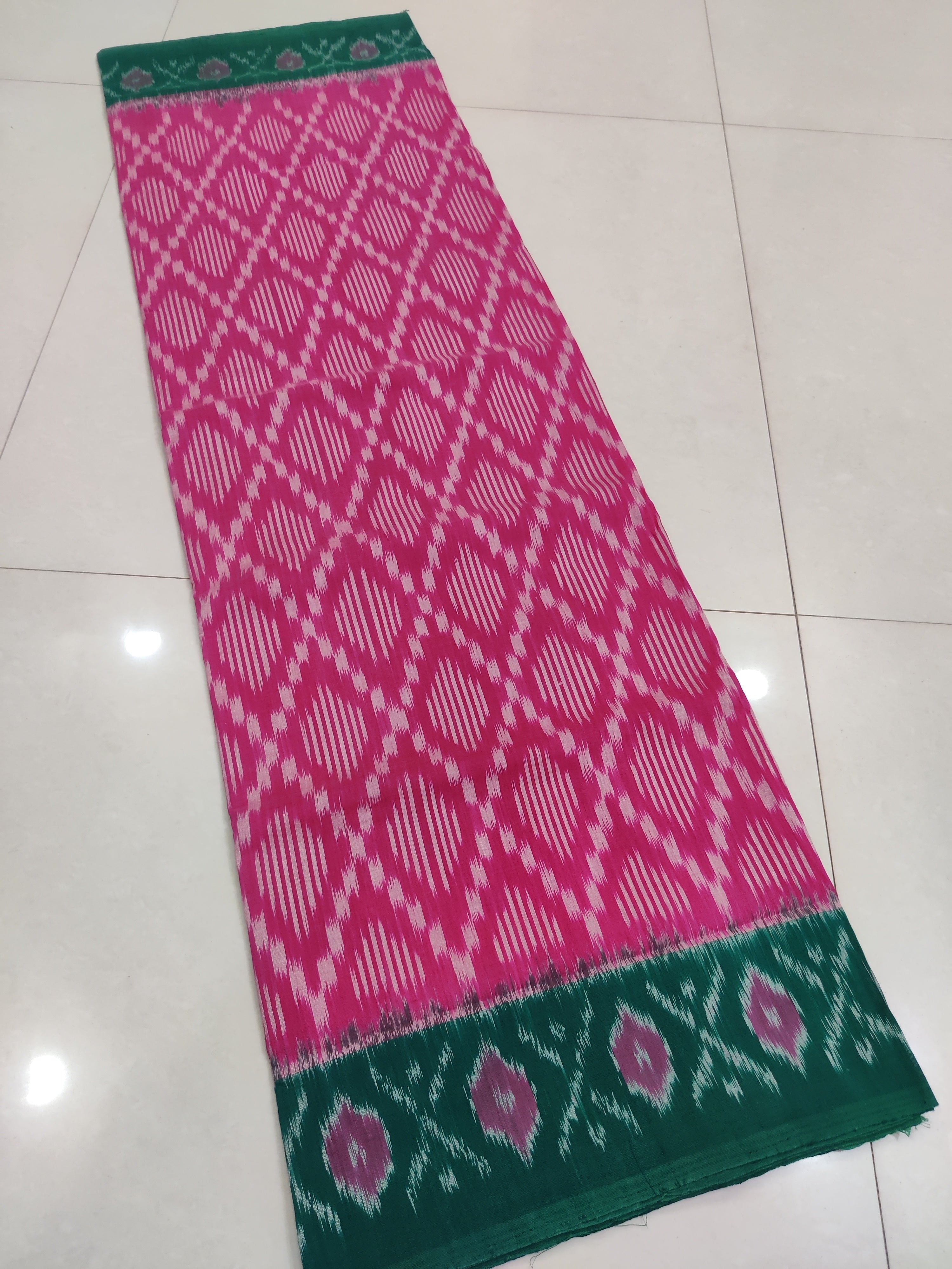 PINK - MERCERISED PURE COTTON HANDLOOM POCHAMPALLY IKAT SAREE 74