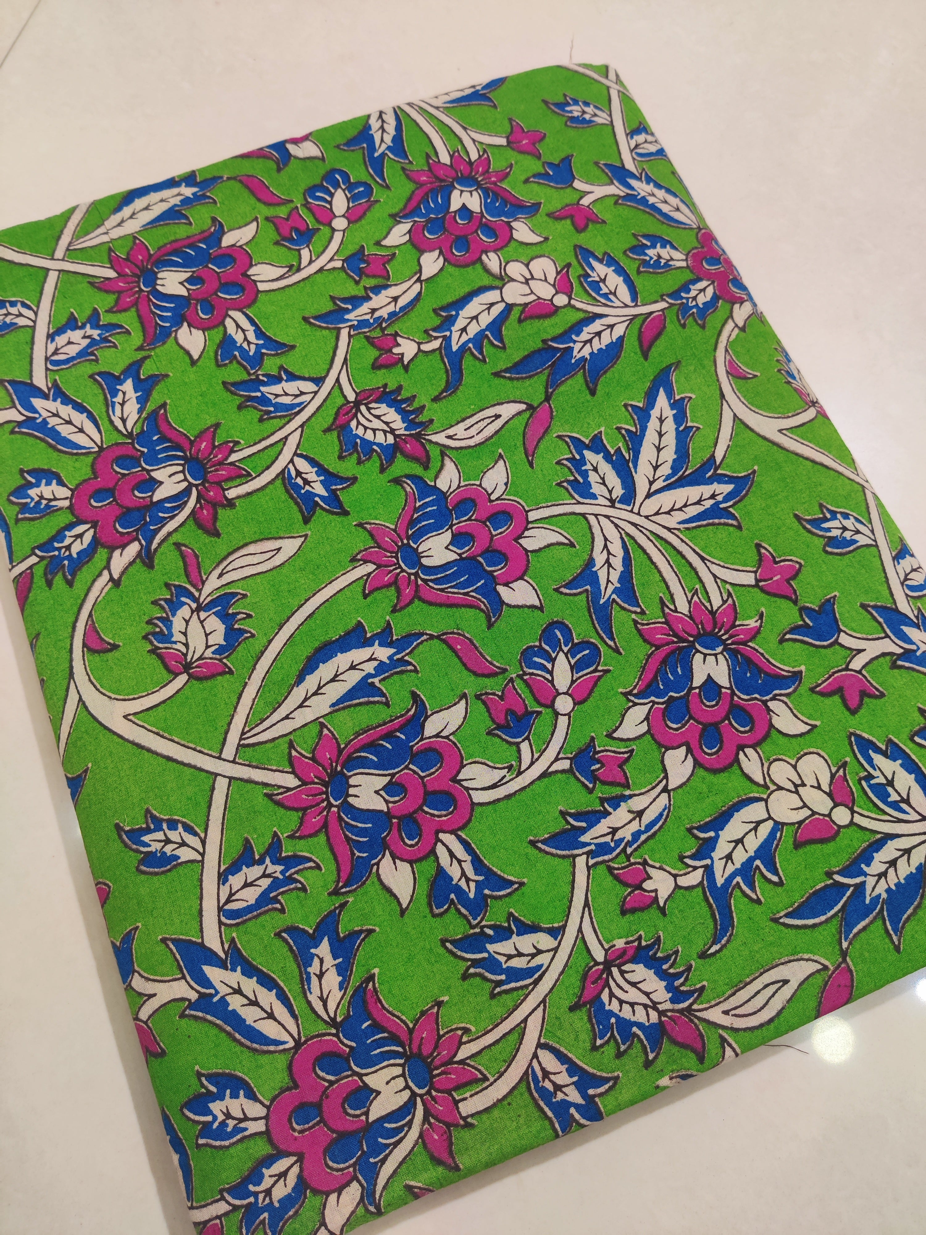 GREEN- PRINTED COTTON KALAMKARI SAREE 02