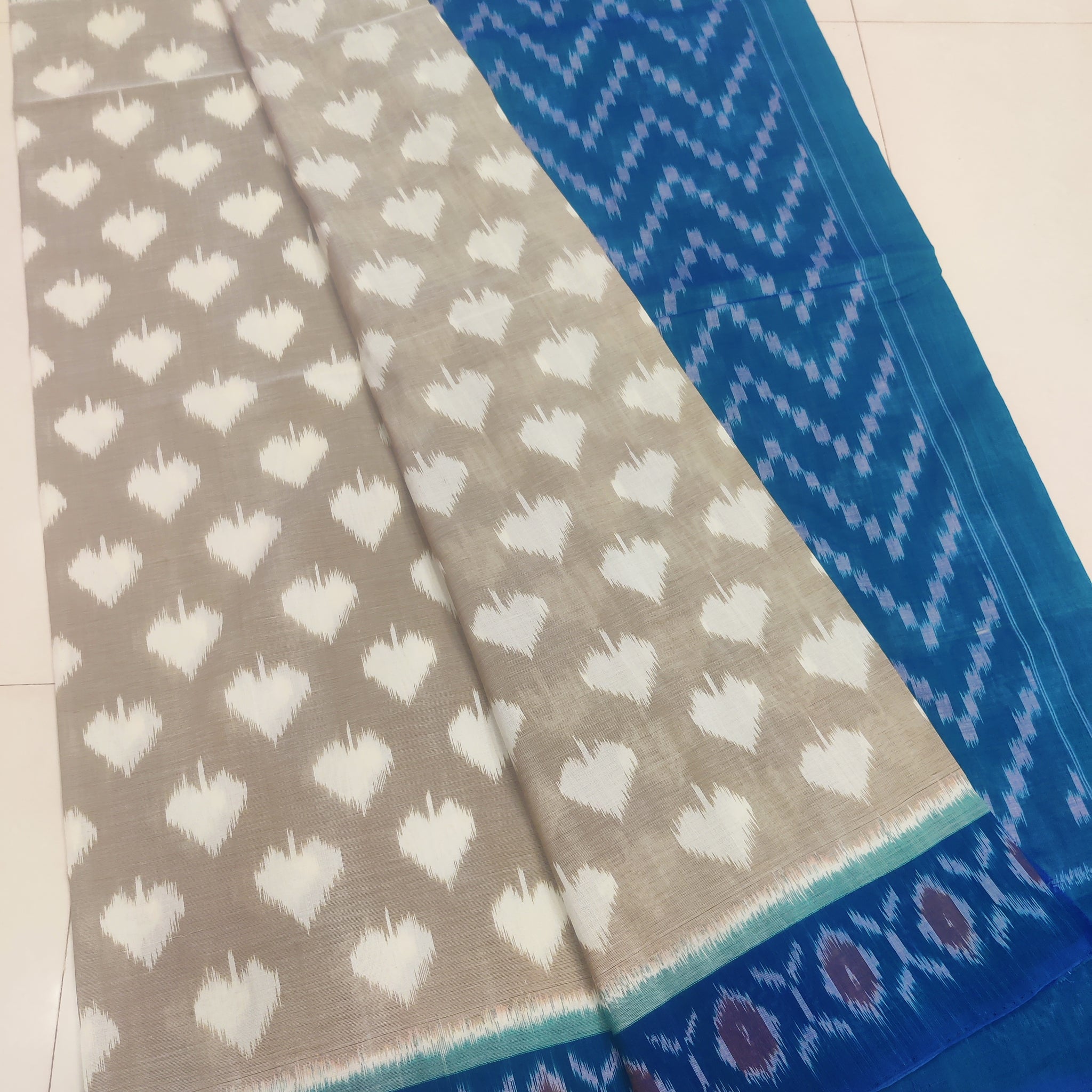 Skyblue - MERCERISED PURE COTTON HANDLOOM POCHAMPALLY IKAT SAREE 35
