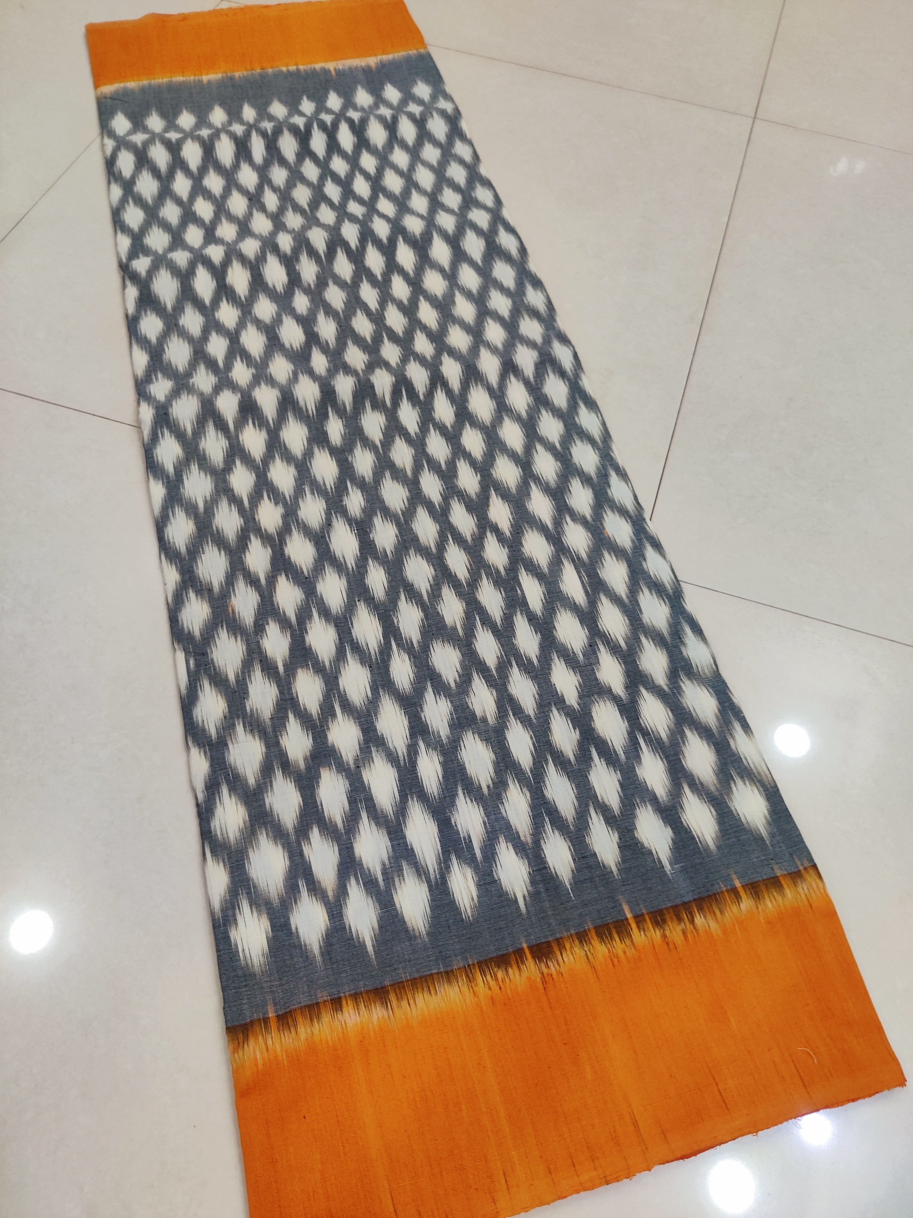 Yellow - MERCERISED PURE COTTON HANDLOOM POCHAMPALLY IKAT SAREE 31