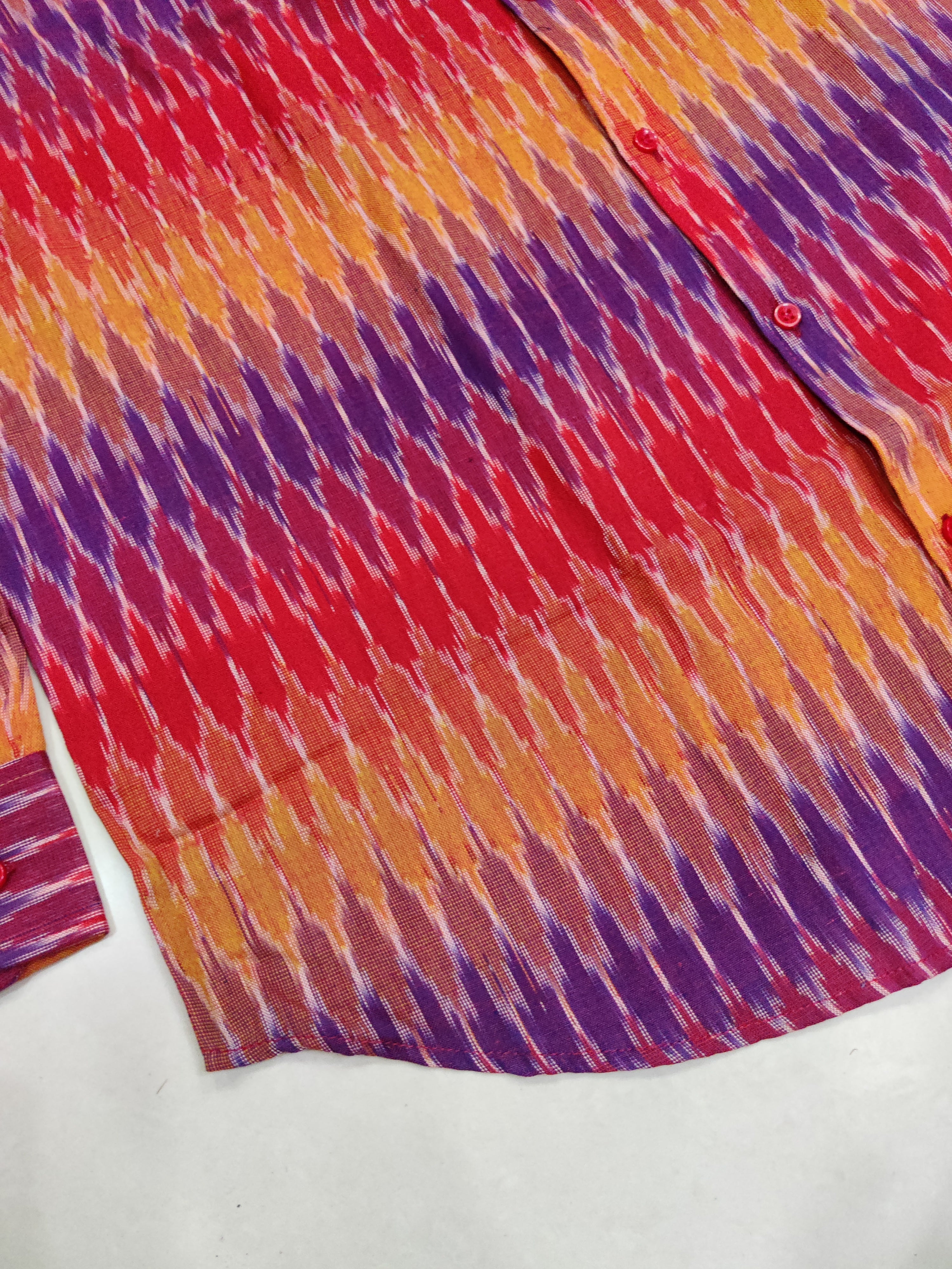 RED BLUE- FULL SLEEVE COTTON MEN POCHAMPALLY IKAT SHIRT 24