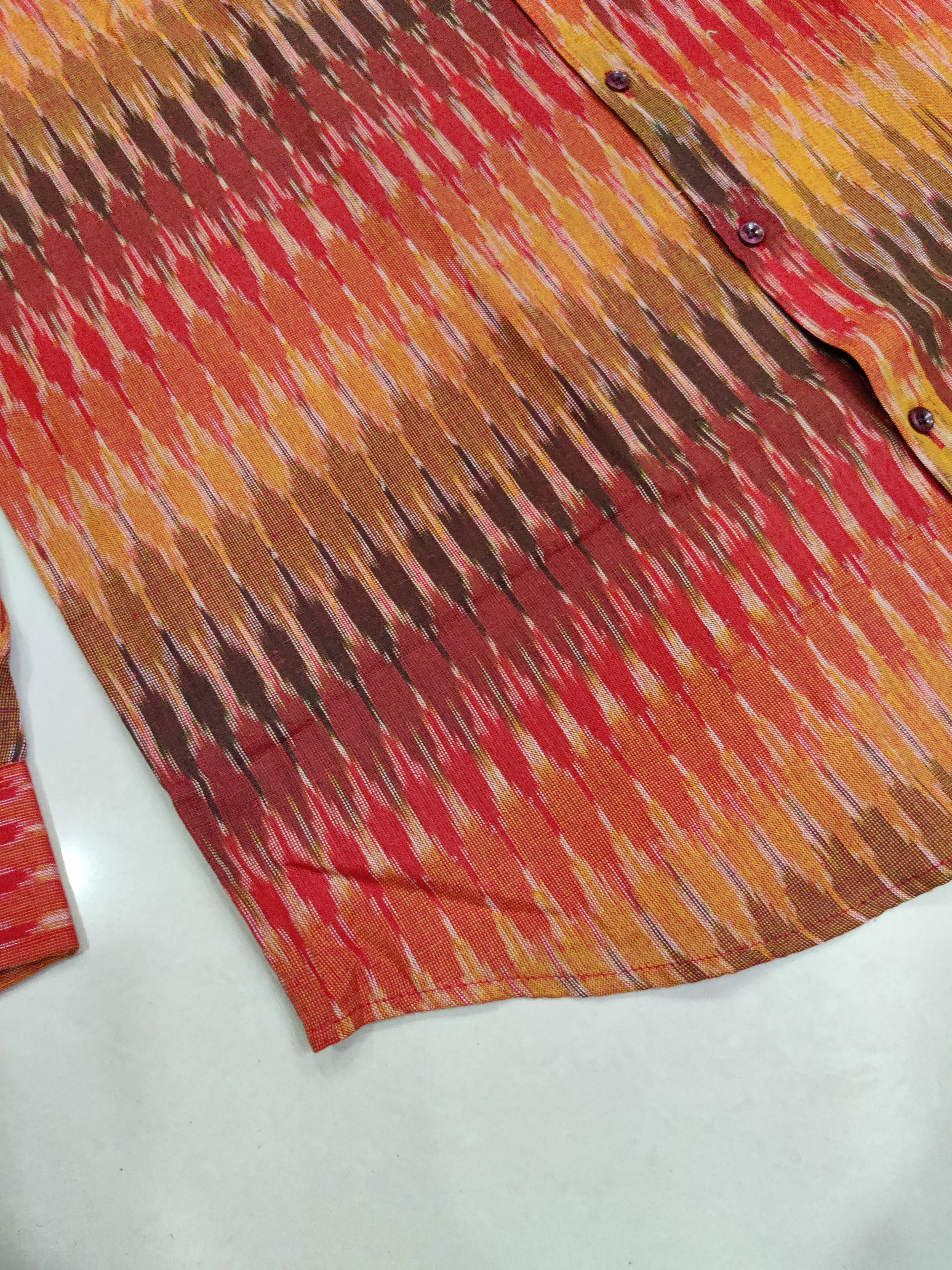 RED- FULL SLEEVE COTTON MEN POCHAMPALLY IKAT SHIRT 08