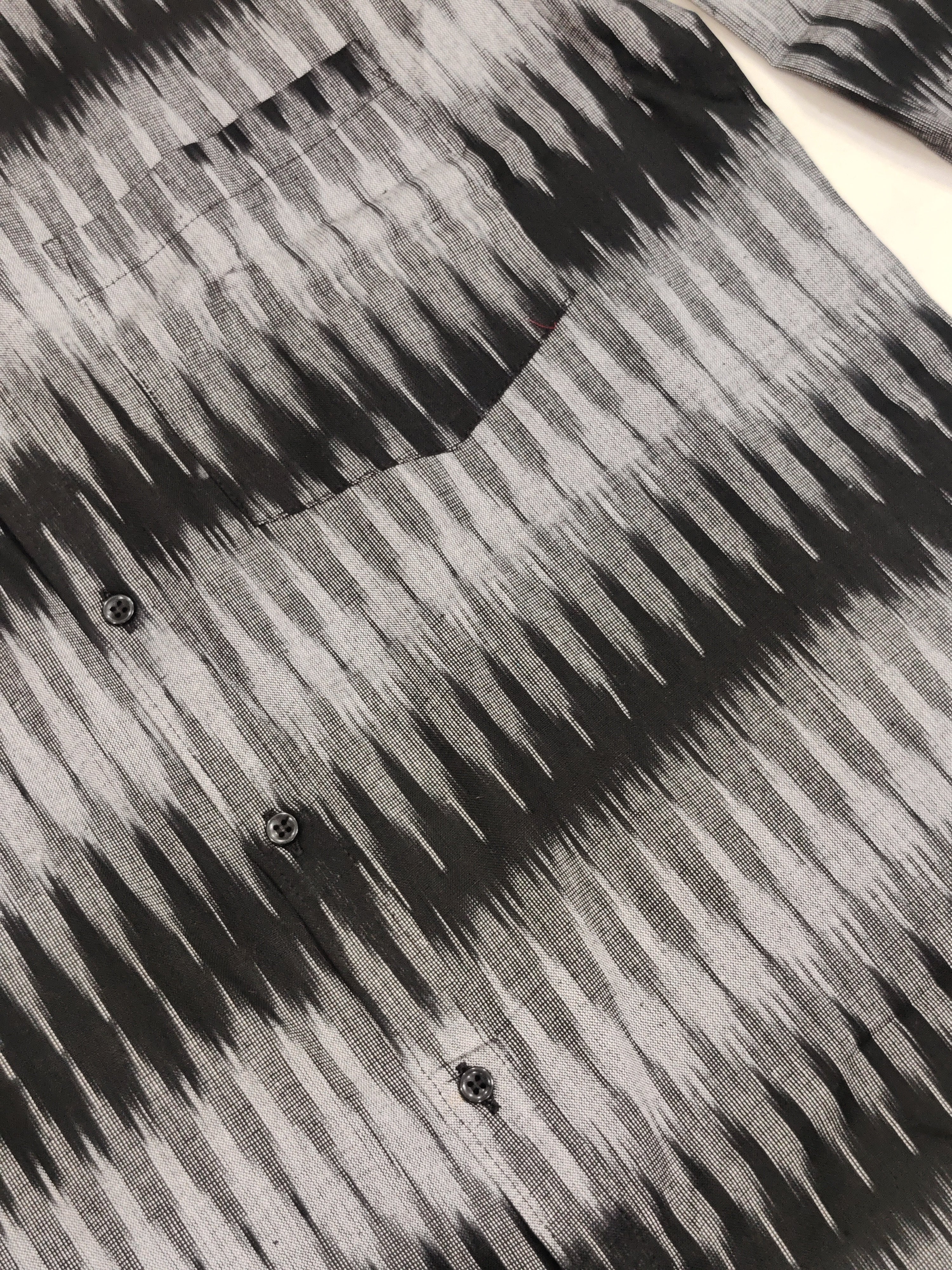 BLACK- FULL SLEEVE COTTON MEN POCHAMPALLY IKAT SHIRT 10