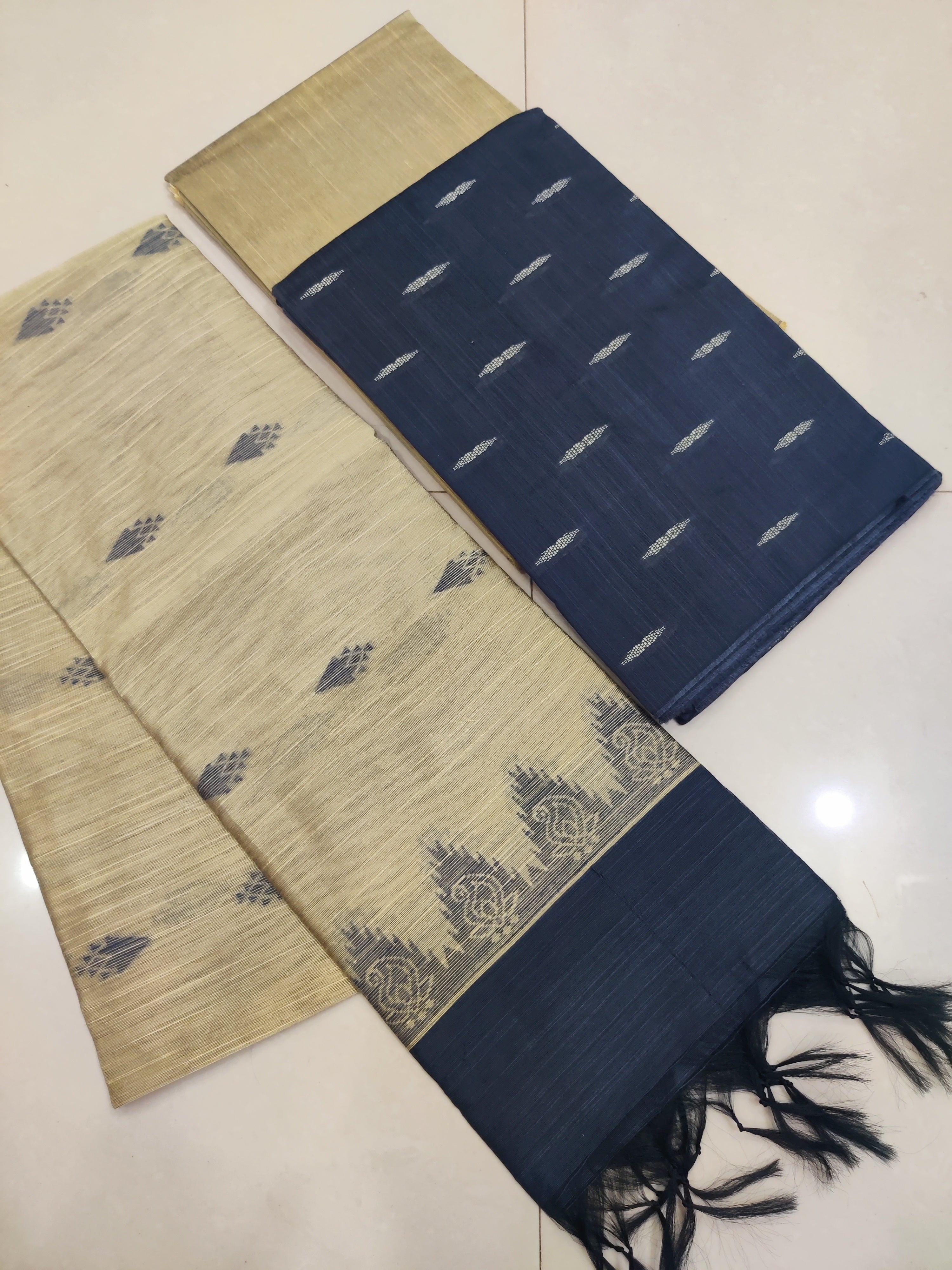 NAVY - Exclusive Raw Silk Suit Set with All-Over Butti Weaving & Slub Silk Jacquard Dupatta 11