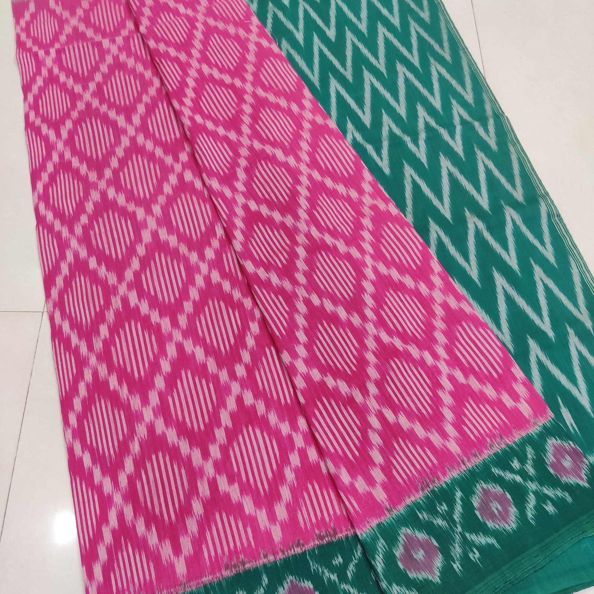 PINK - MERCERISED PURE COTTON HANDLOOM POCHAMPALLY IKAT SAREE 74