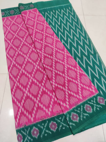 PINK - MERCERISED PURE COTTON HANDLOOM POCHAMPALLY IKAT SAREE 74