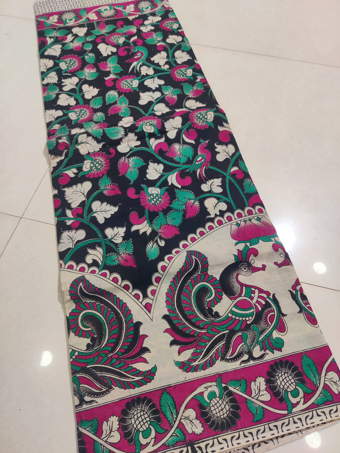 PINK- PRINTED COTTON KALAMKARI SAREE 10
