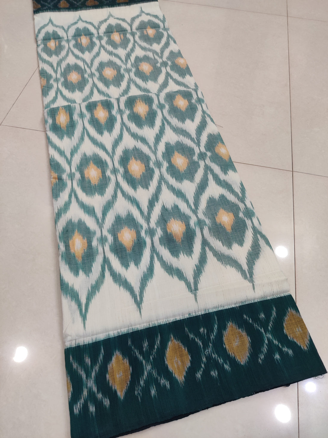 Green - MERCERISED PURE COTTON HANDLOOM POCHAMPALLY IKAT SAREE 68