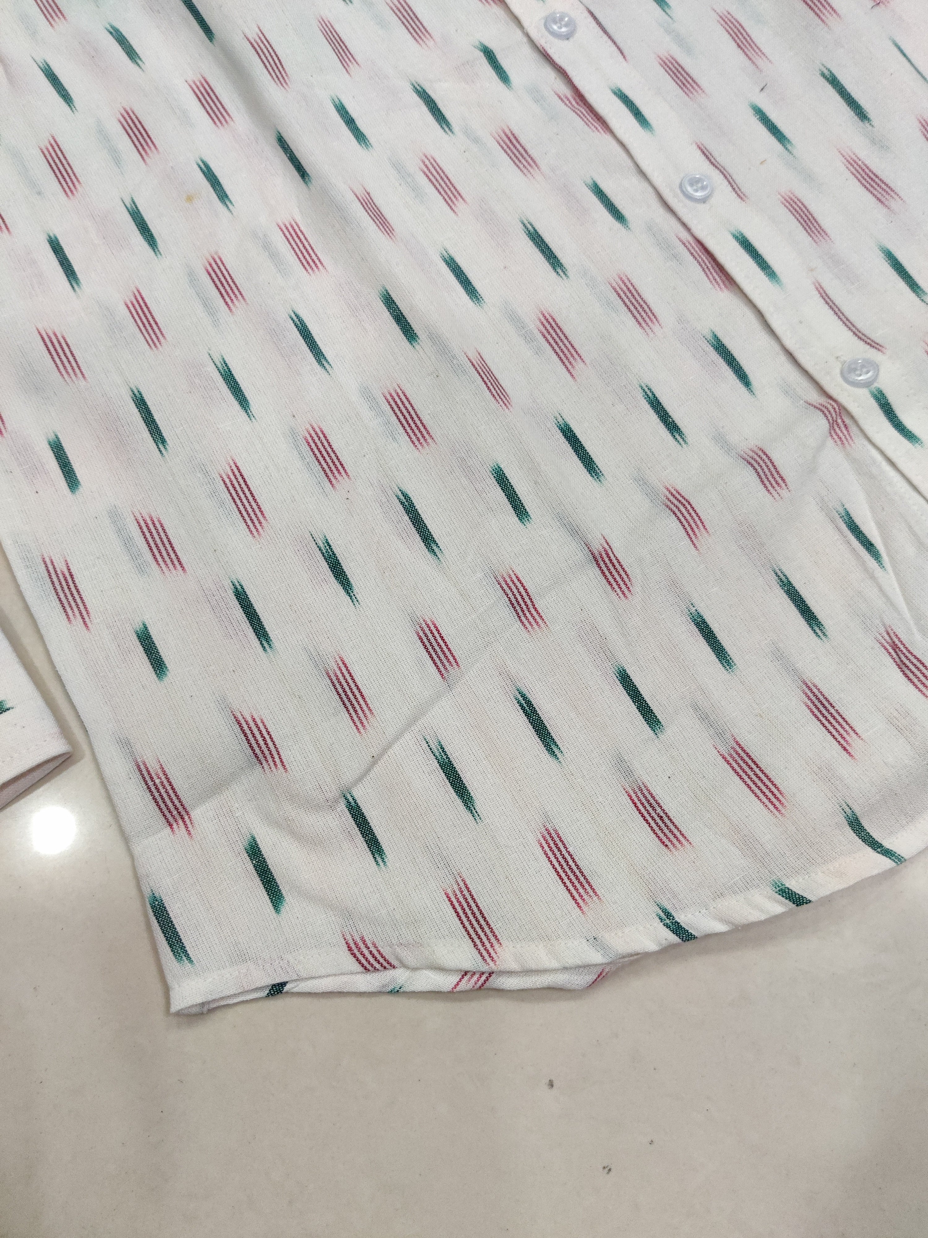 WHITE- FULL SLEEVE COTTON MEN POCHAMPALLY IKAT SHIRT 21