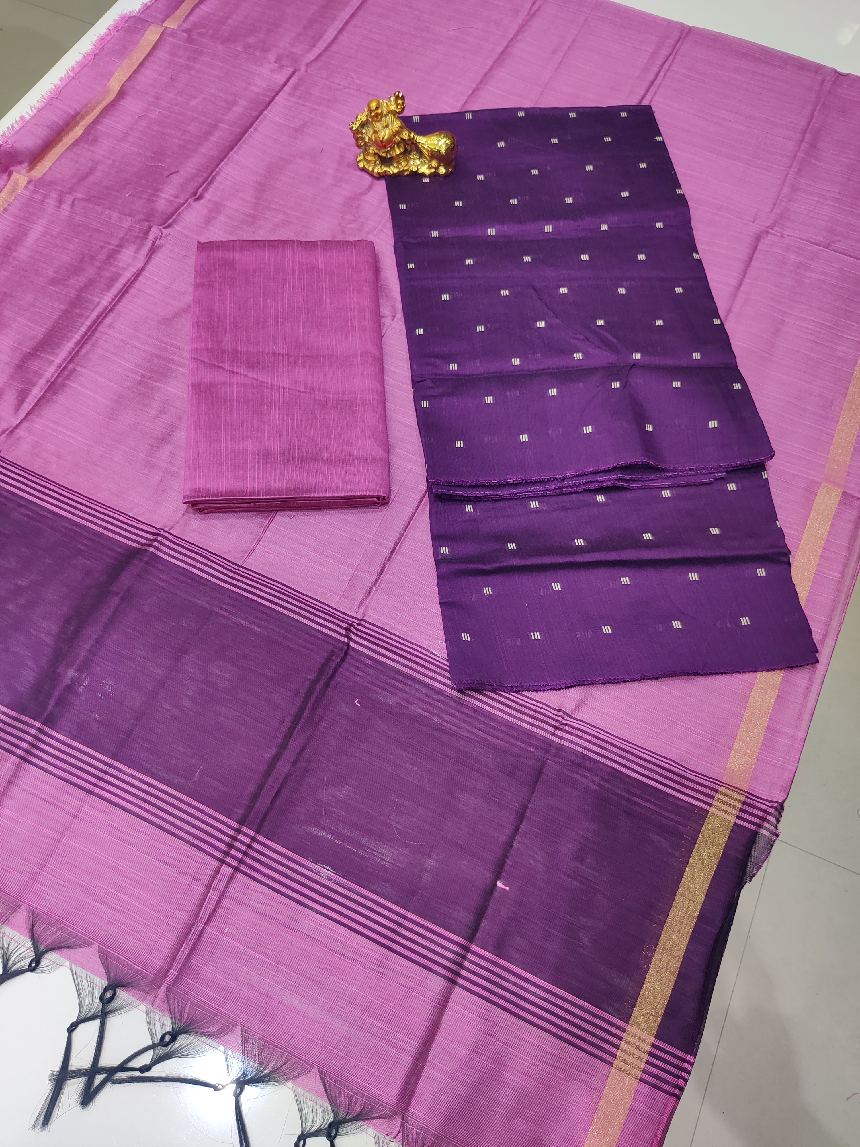 MULTICOLOR– 3PC RAW SILK SUIT SET WITH BUTTI WEAVING & SLUB SILK JACQUARD DUPATTA 10
