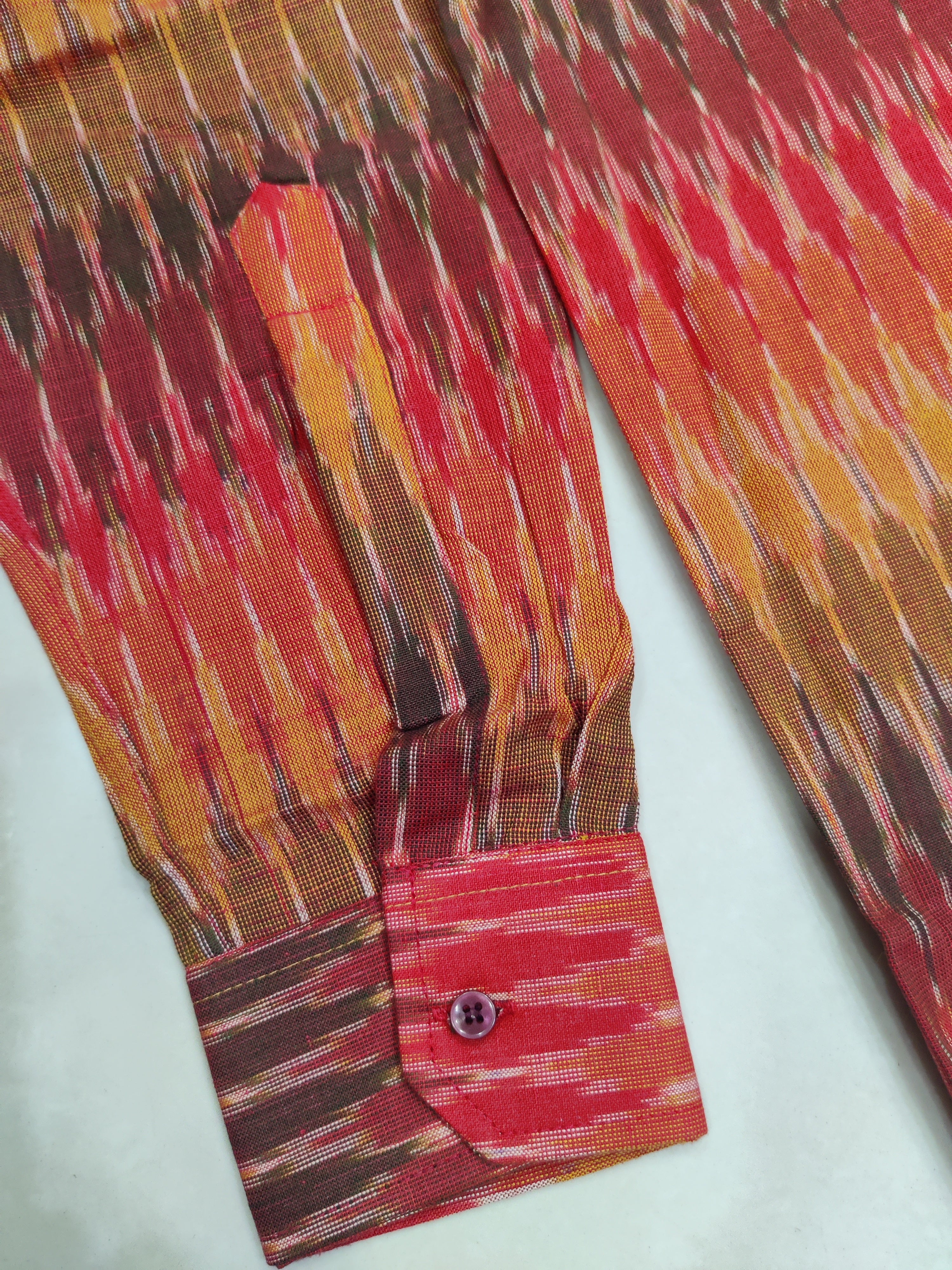 RED- FULL SLEEVE COTTON MEN POCHAMPALLY IKAT SHIRT 08