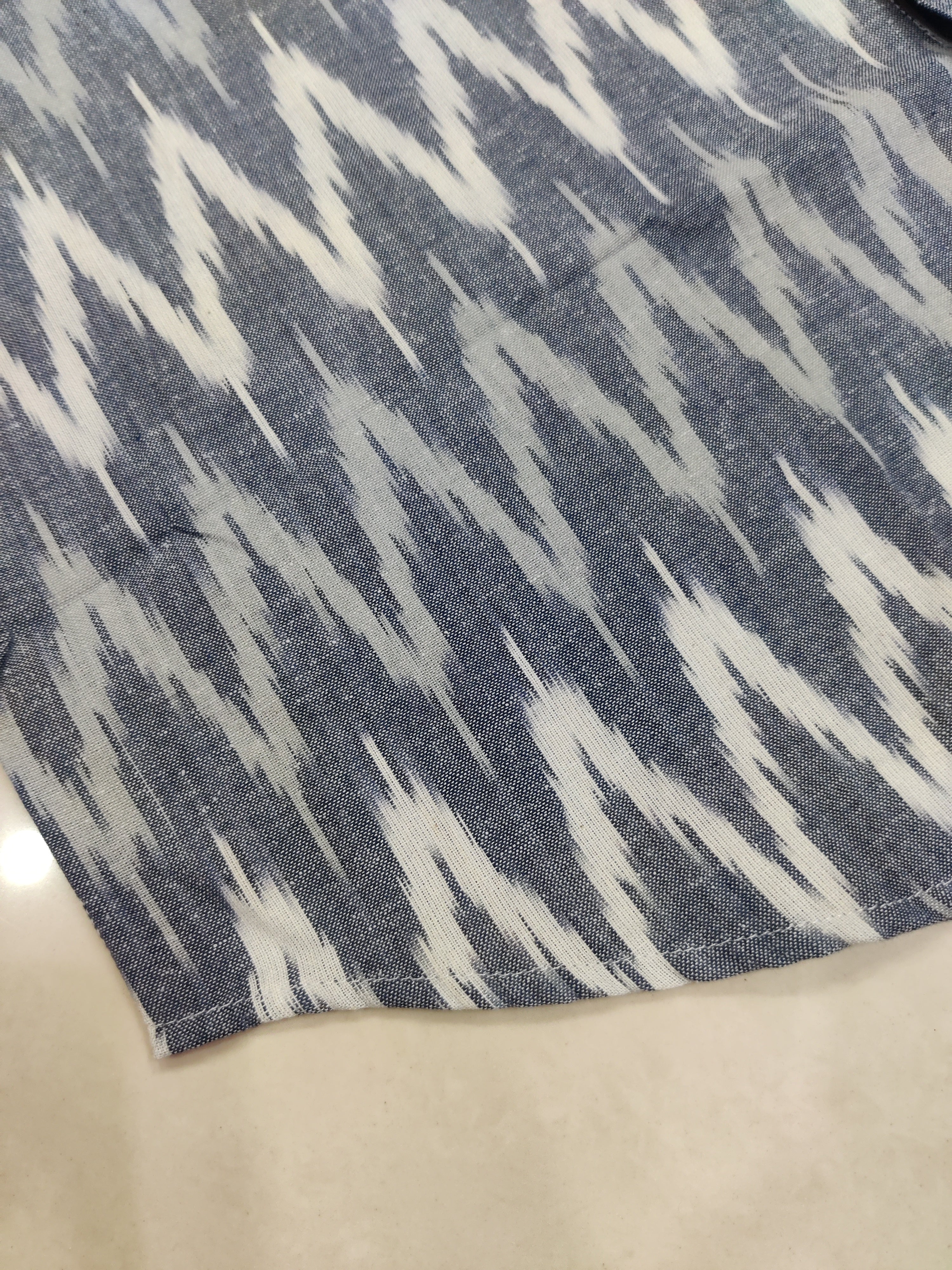 GRAY- FULL SLEEVE COTTON MEN POCHAMPALLY IKAT SHIRT 06