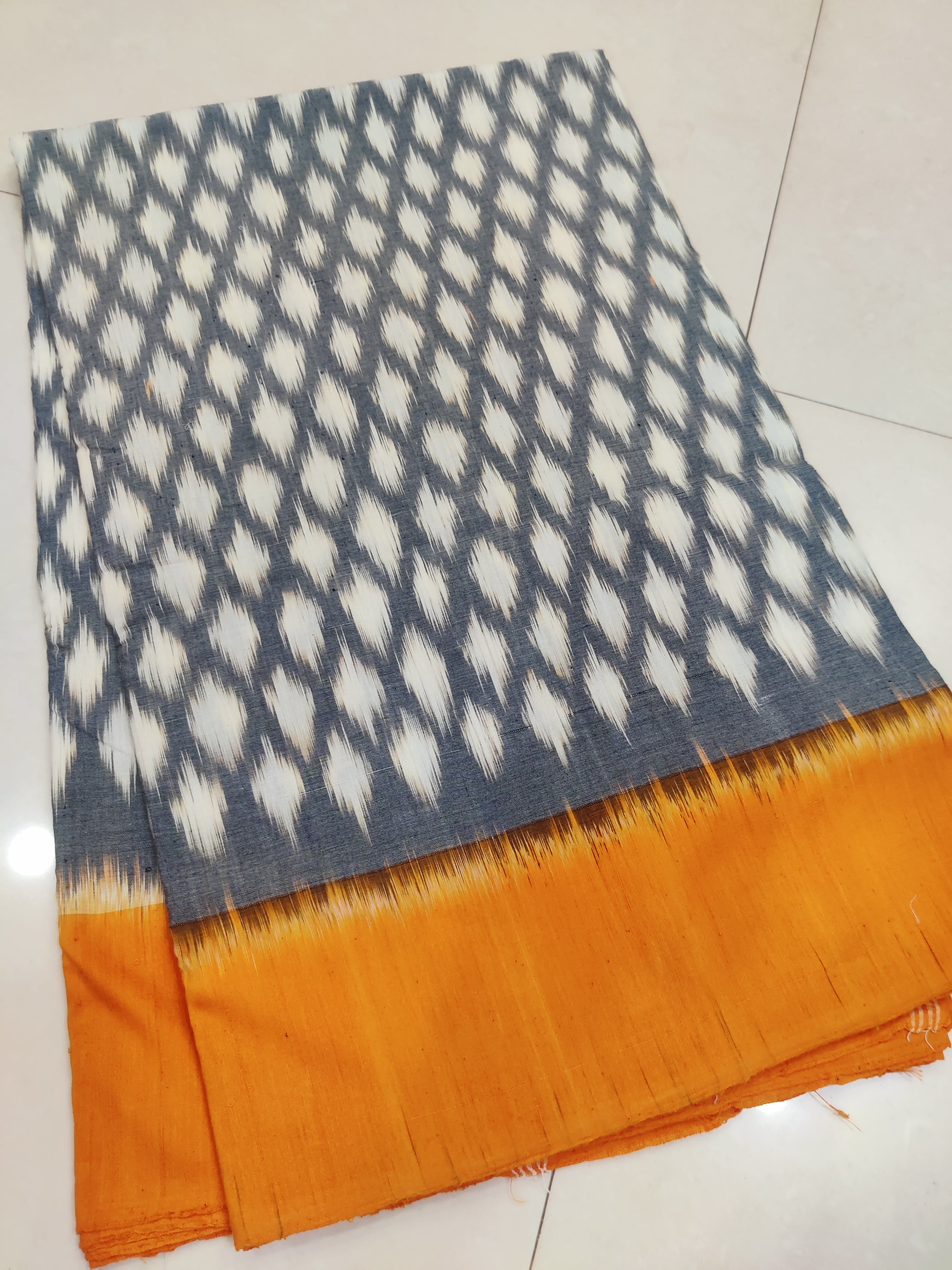 Yellow - MERCERISED PURE COTTON HANDLOOM POCHAMPALLY IKAT SAREE 31