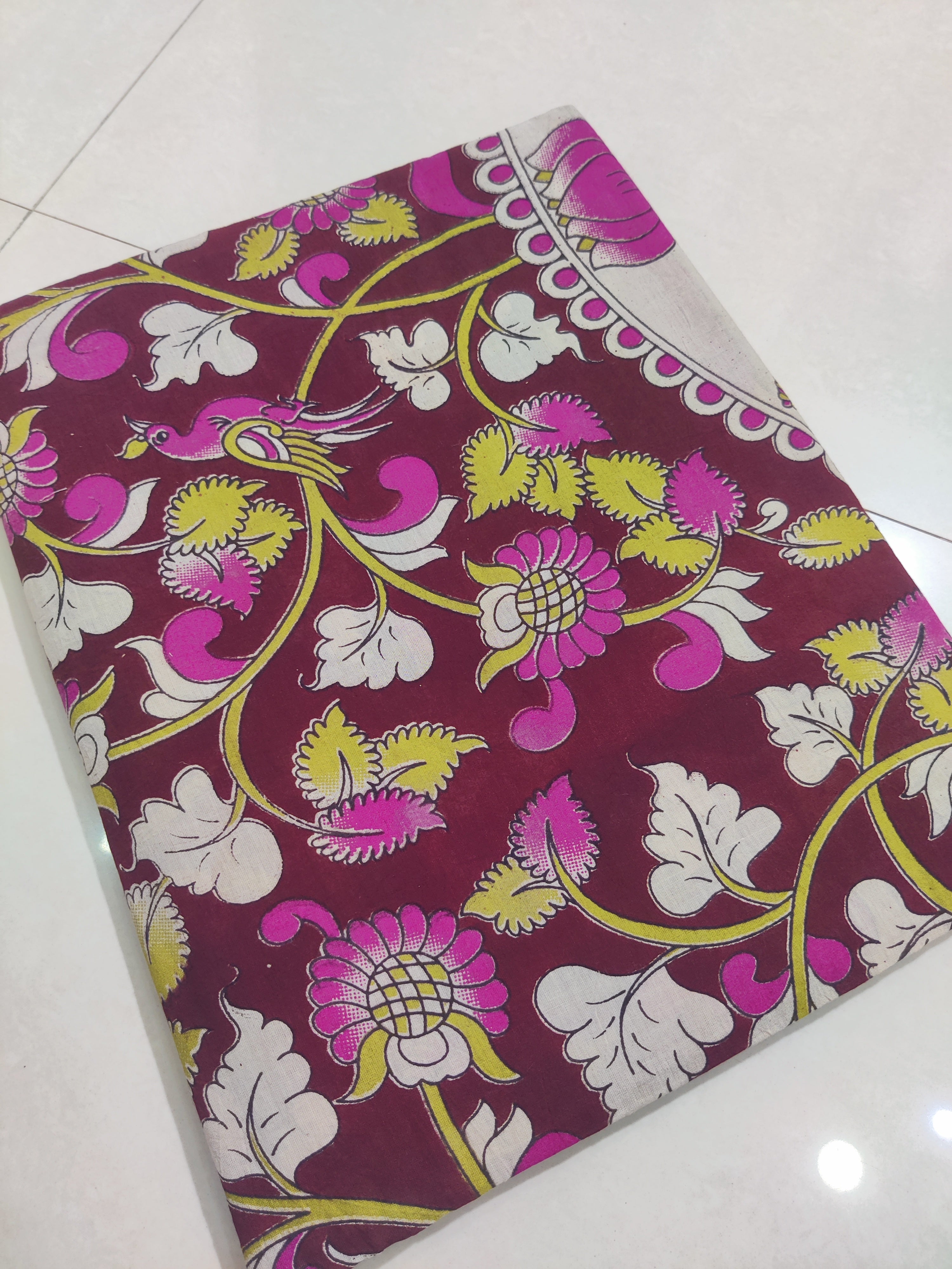 PINK- PRINTED COTTON KALAMKARI SAREE 06