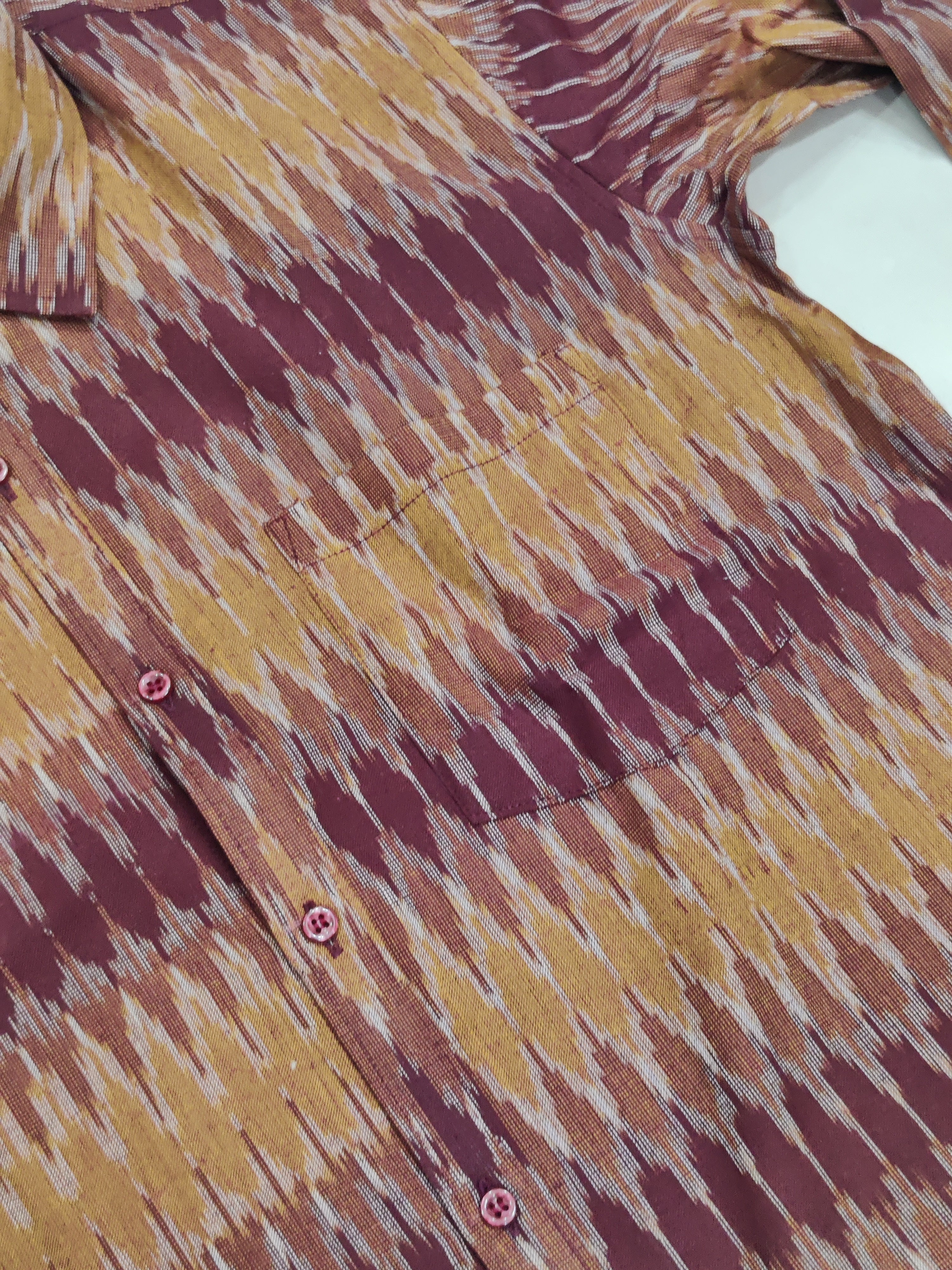 MAROON- FULL SLEEVE COTTON MEN POCHAMPALLY IKAT SHIRT 17
