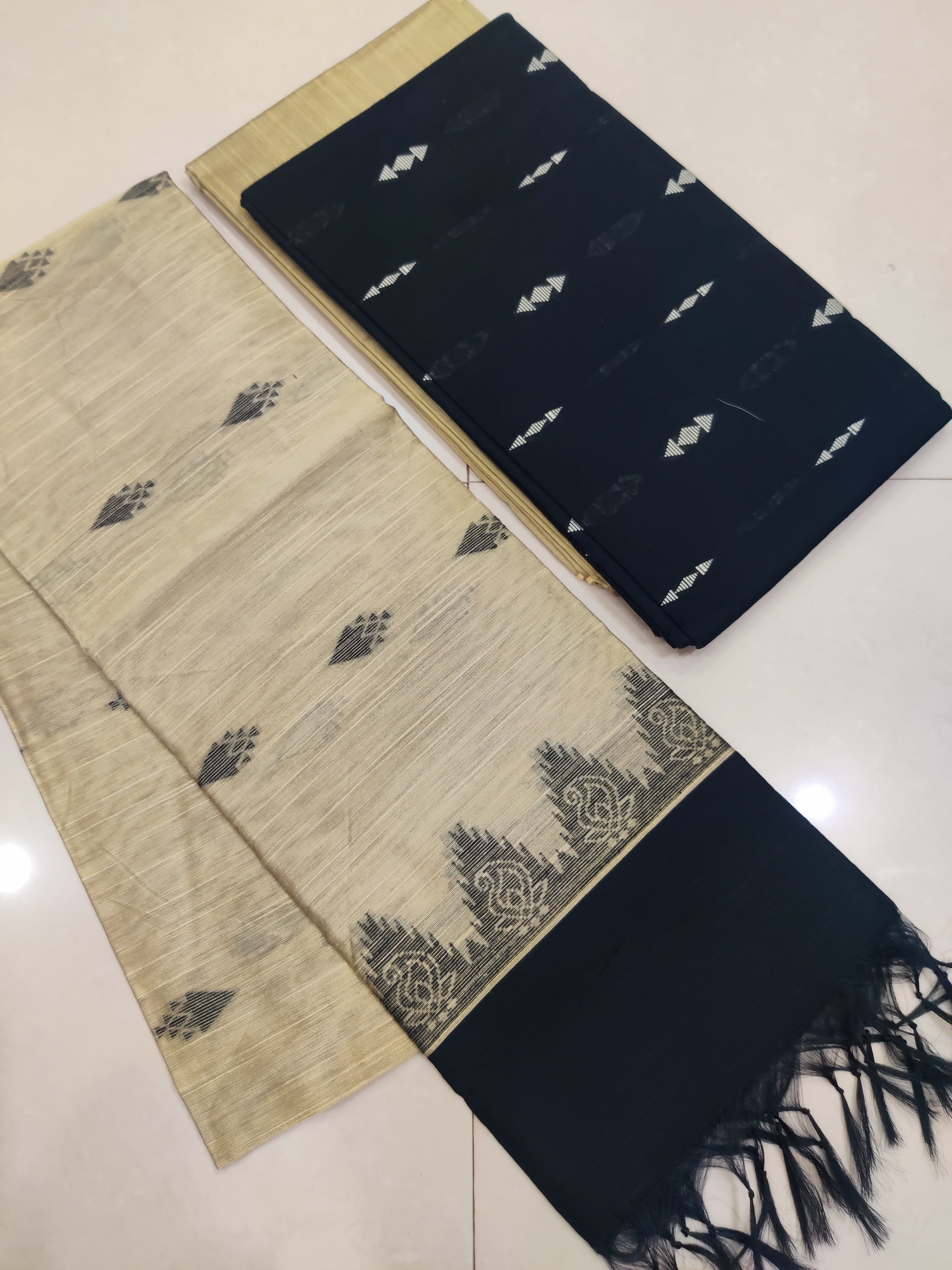 NAVY- Exclusive Raw Silk Suit Set with All-Over Butti Weaving & Slub Silk Jacquard Dupatta 22