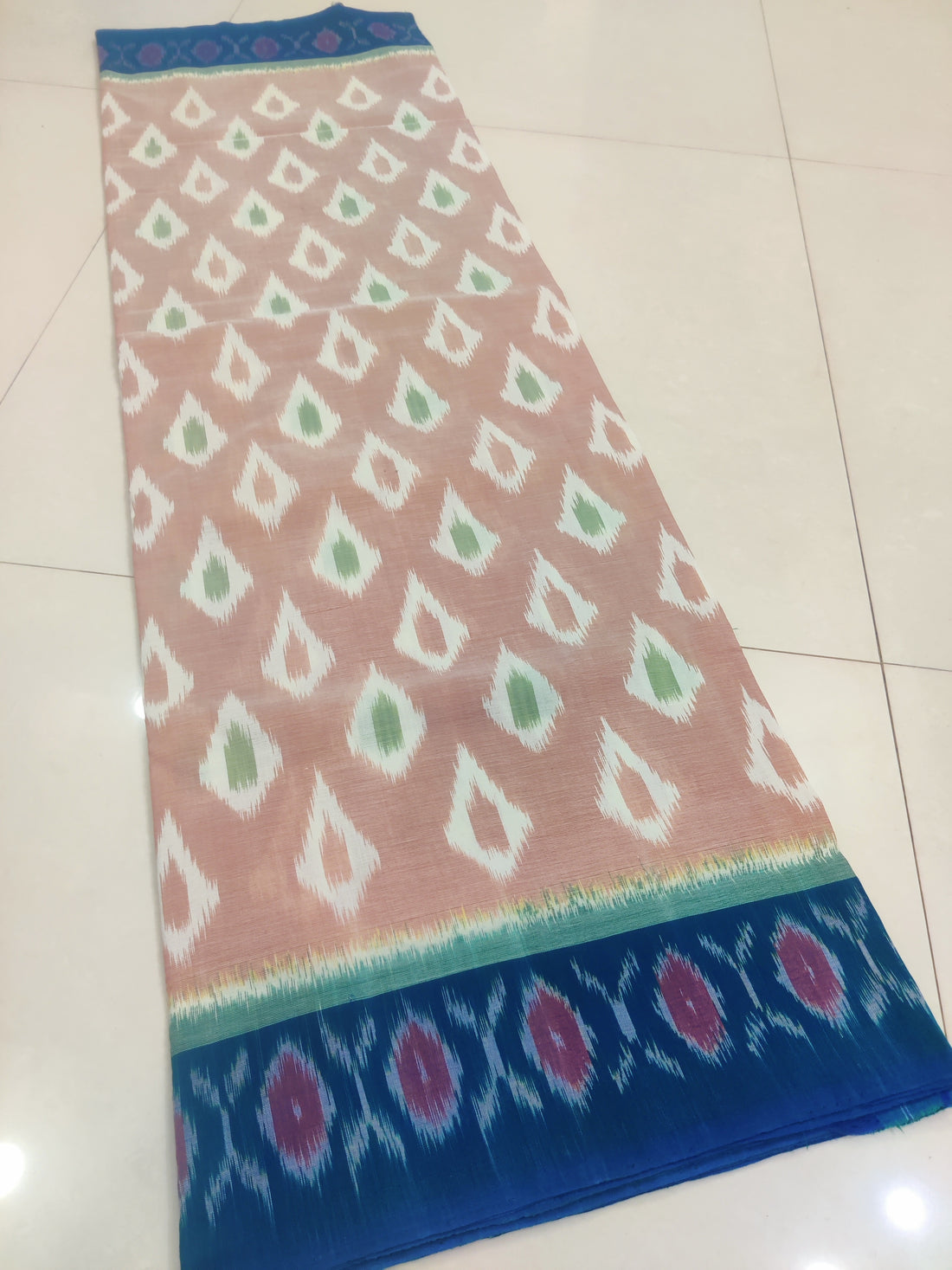 Skyblue - MERCERISED PURE COTTON HANDLOOM POCHAMPALLY IKAT SAREE 29