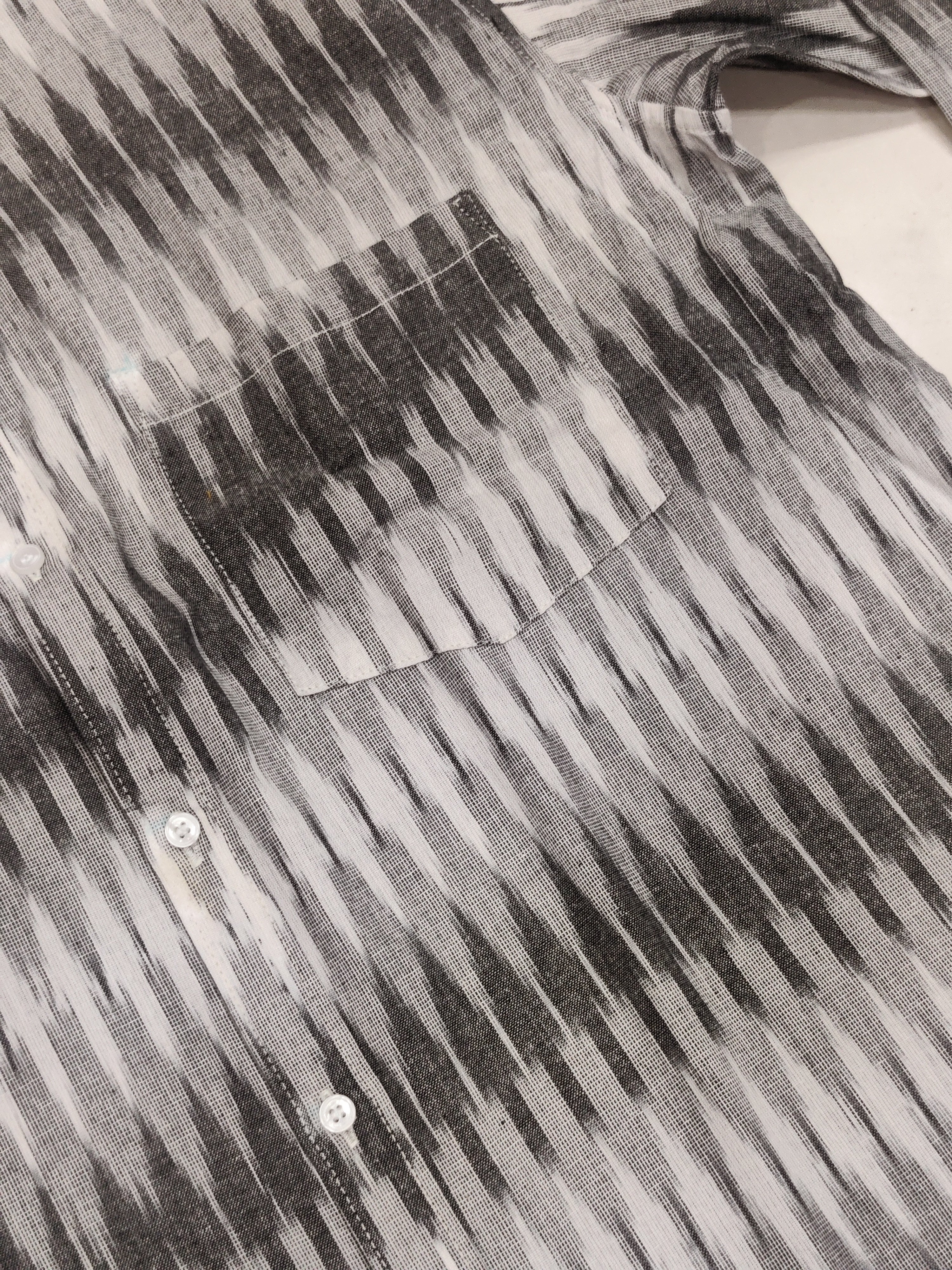 GRAY- FULL SLEEVE COTTON MEN POCHAMPALLY IKAT SHIRT 23