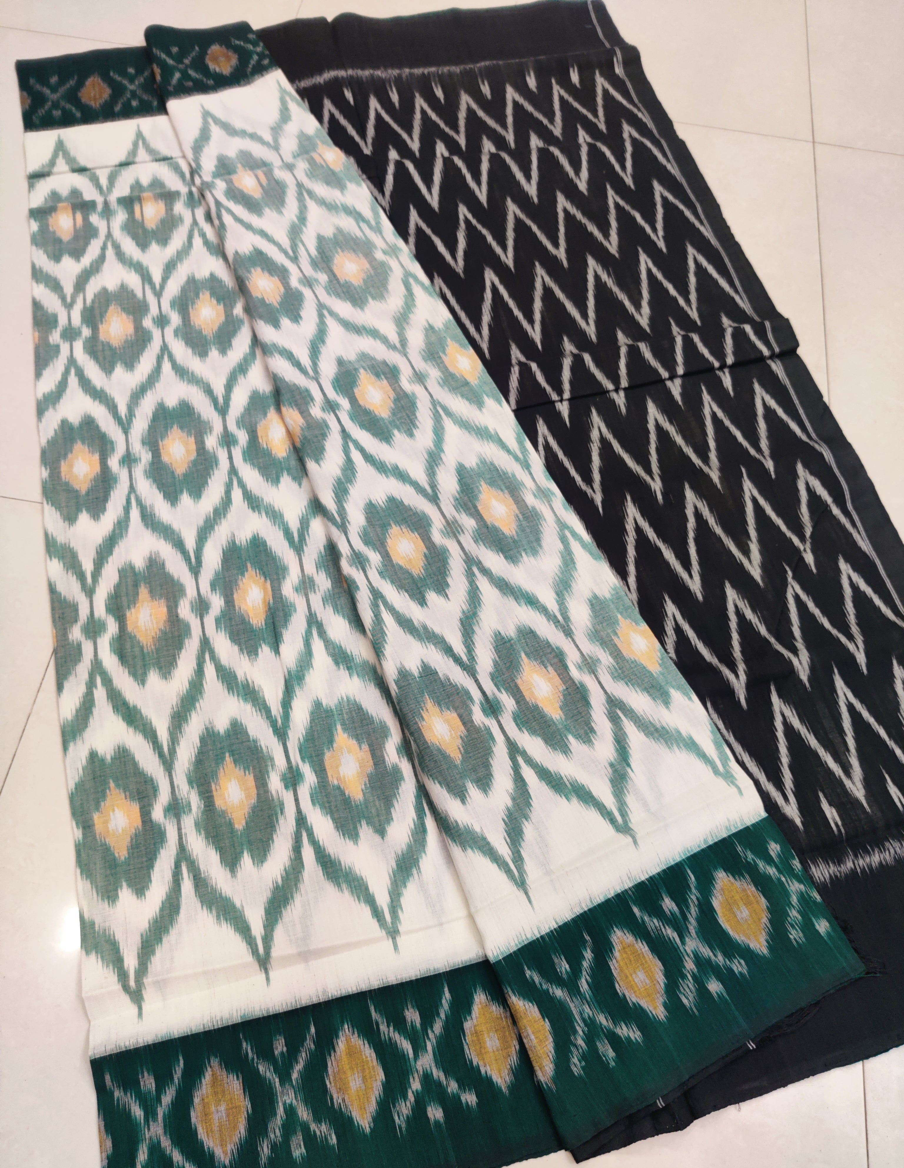 Green - MERCERISED PURE COTTON HANDLOOM POCHAMPALLY IKAT SAREE 68