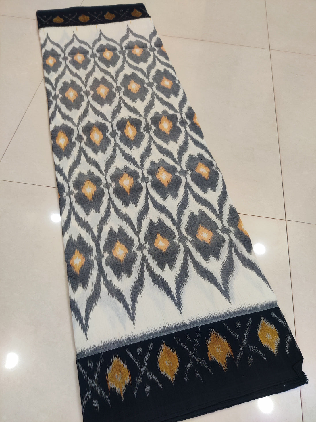 Black - MERCERISED PURE COTTON HANDLOOM POCHAMPALLY IKAT SAREE 64