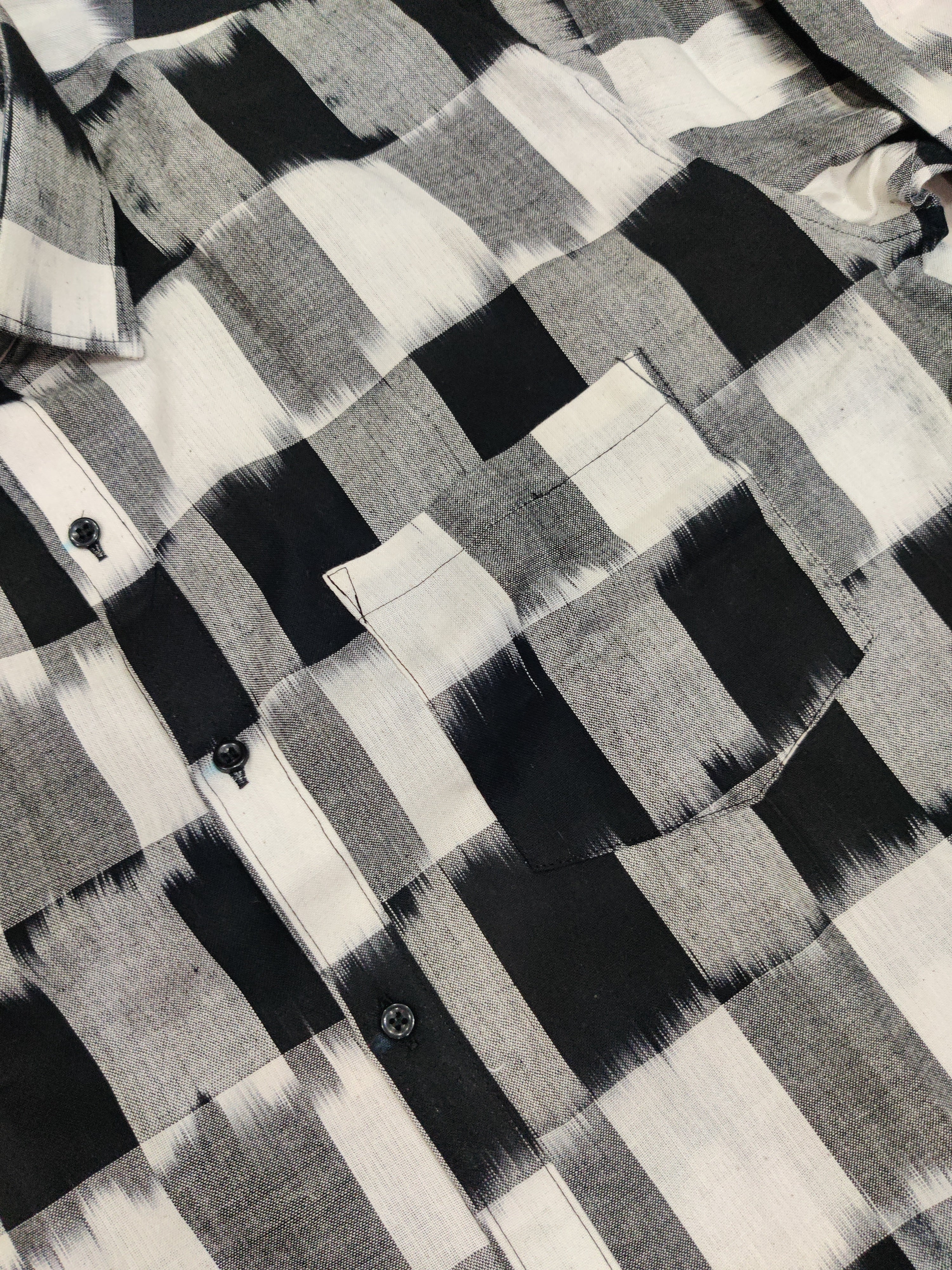 BLACK- FULL SLEEVE COTTON MEN POCHAMPALLY IKAT SHIRT 09