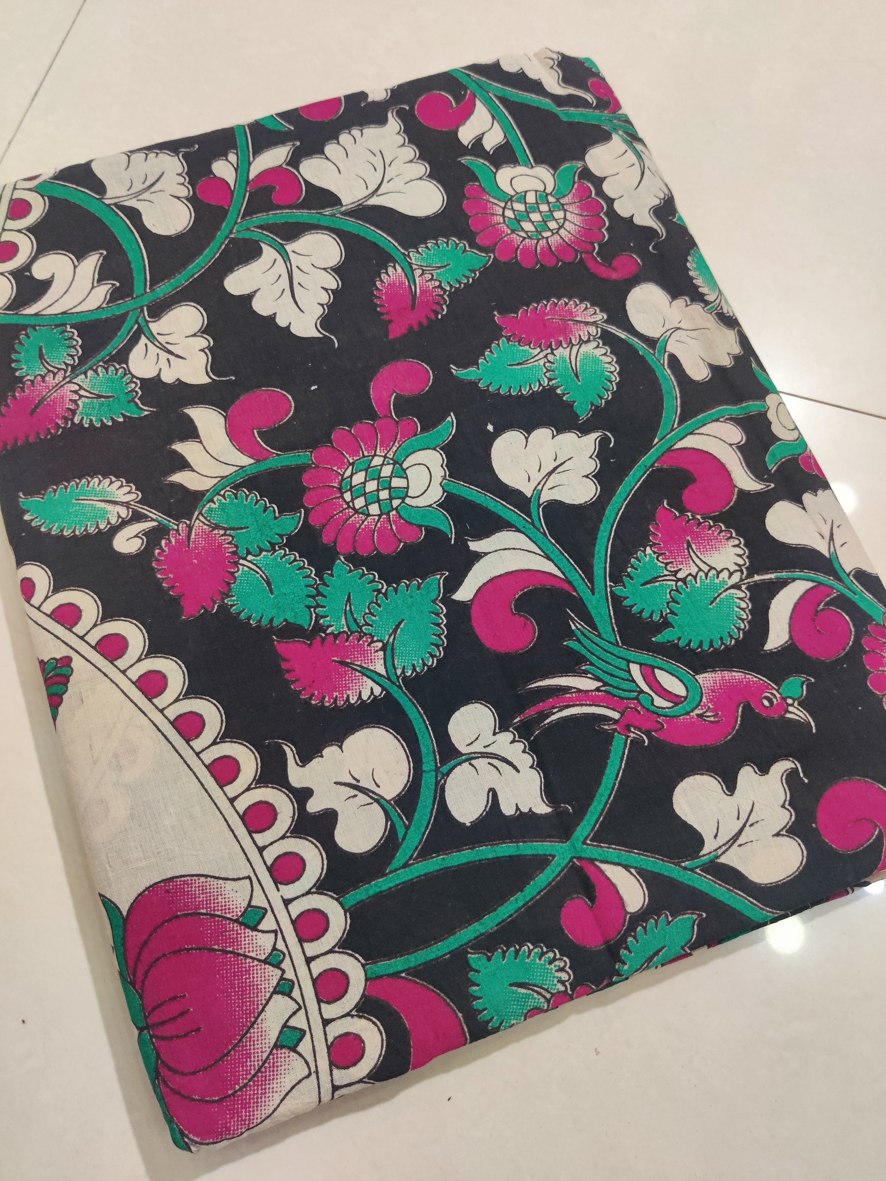 PINK- PRINTED COTTON KALAMKARI SAREE 10