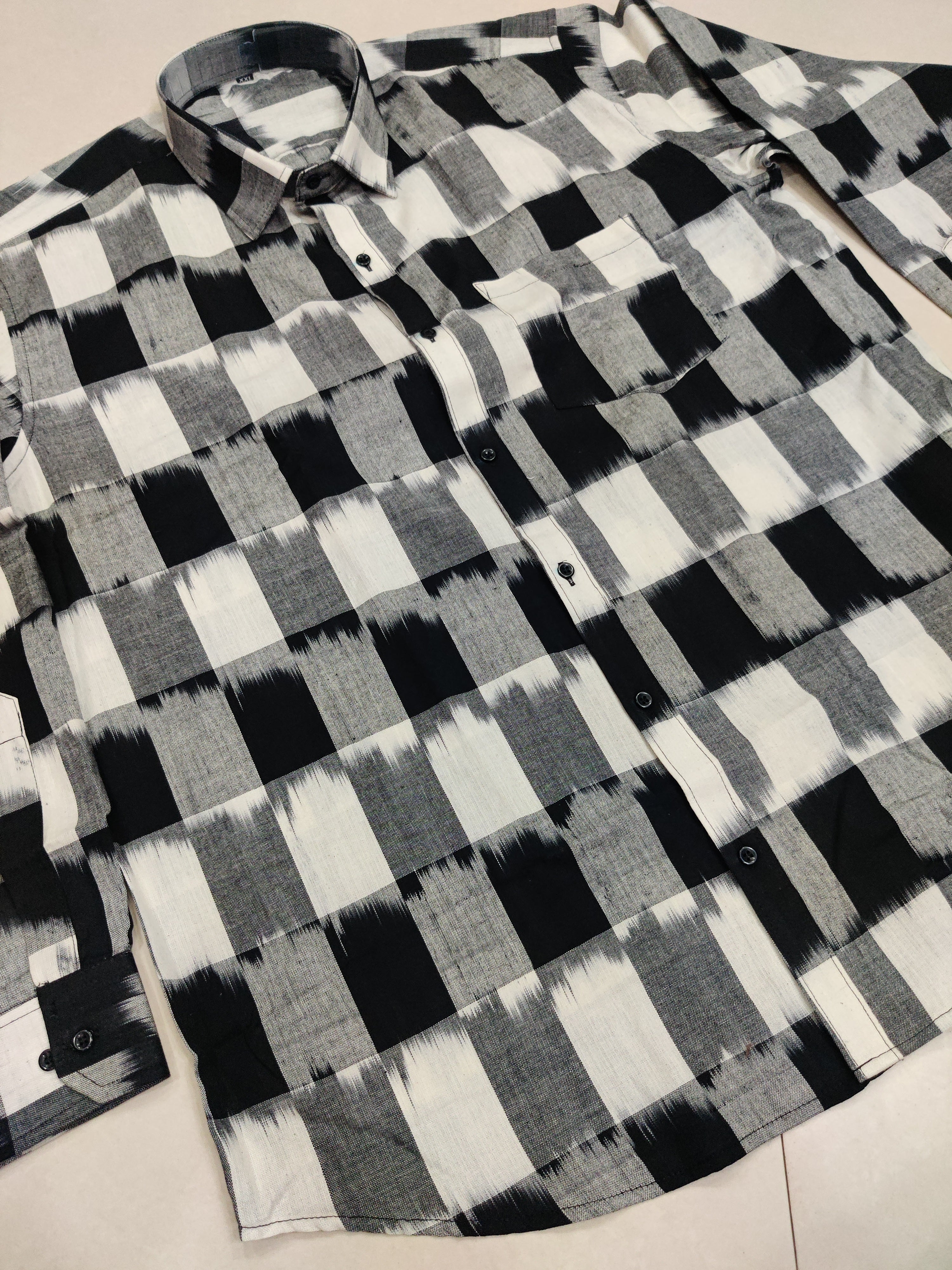 BLACK- FULL SLEEVE COTTON MEN POCHAMPALLY IKAT SHIRT 09