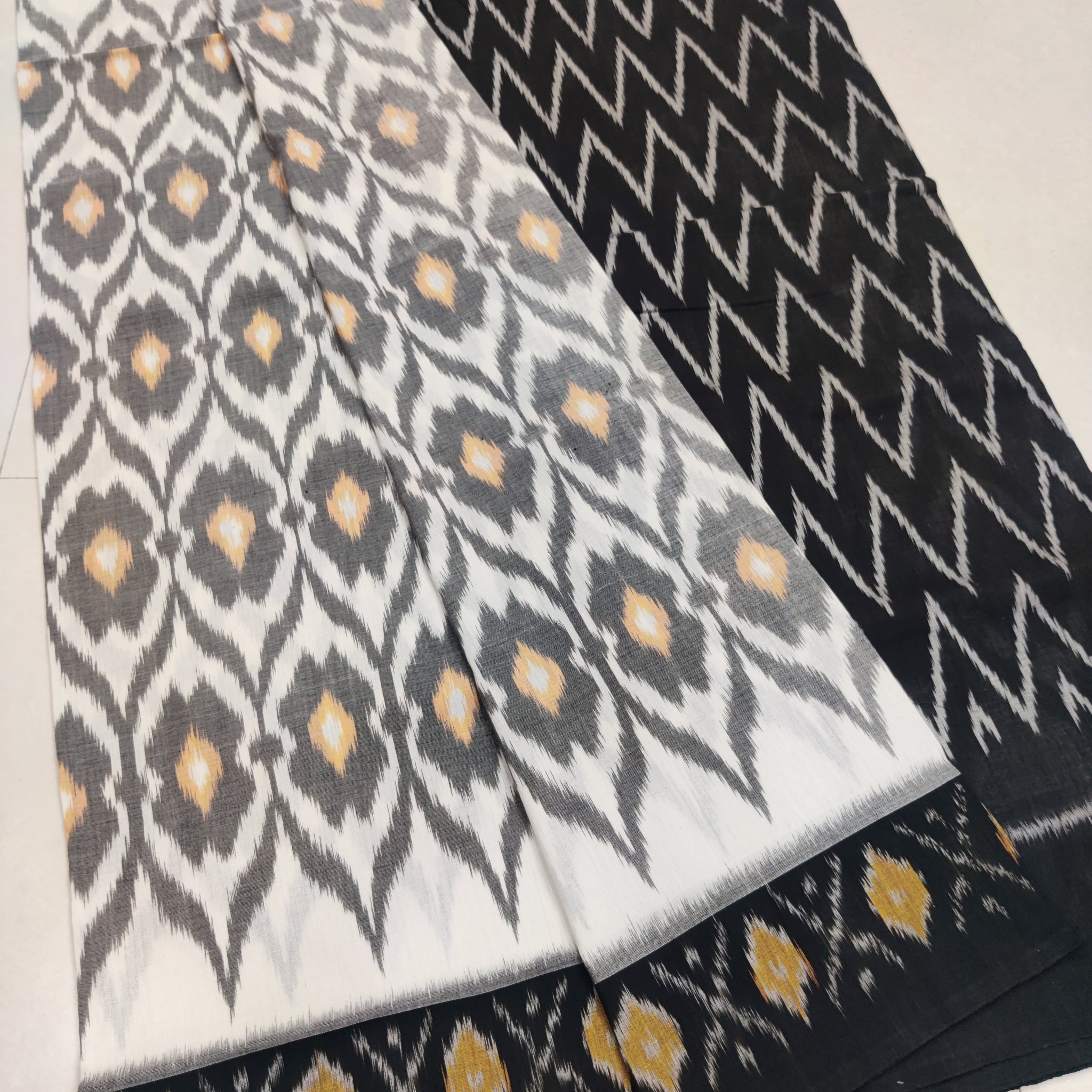 Black - MERCERISED PURE COTTON HANDLOOM POCHAMPALLY IKAT SAREE 64